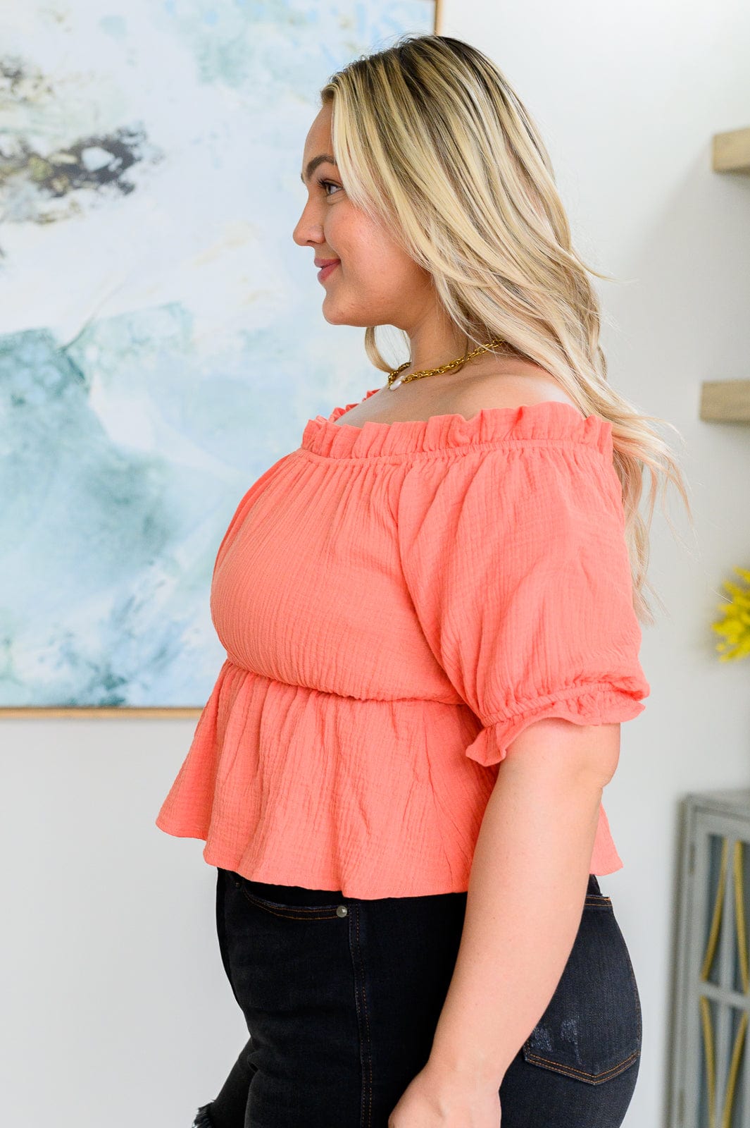 Don't Be Shy Off the Shoulder Blouse-Tops-Stay Foxy Boutique, Florissant, Missouri