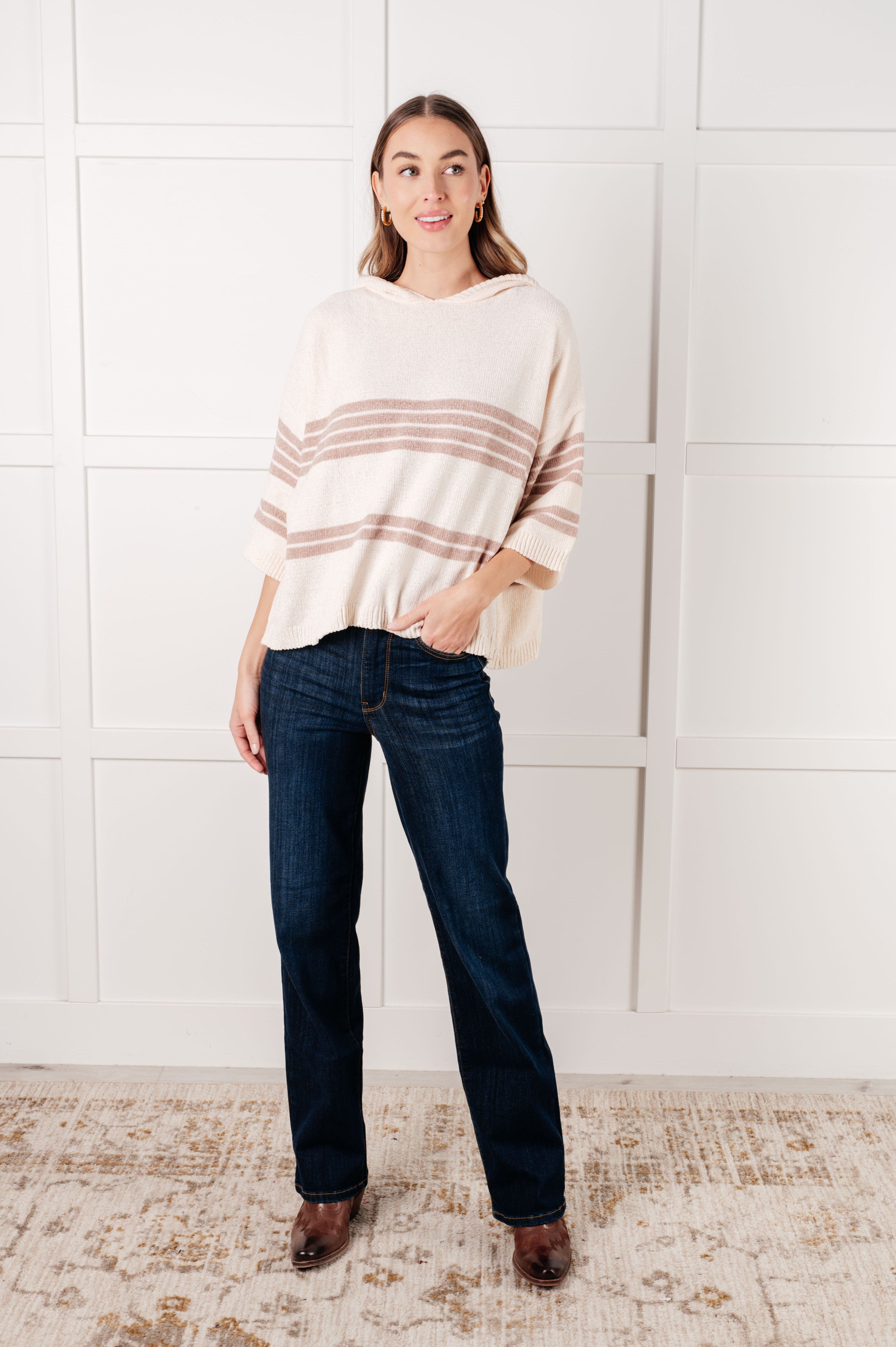 Don't Forget the Cold Foam Striped Hoodie-Tops-Stay Foxy Boutique, Florissant, Missouri