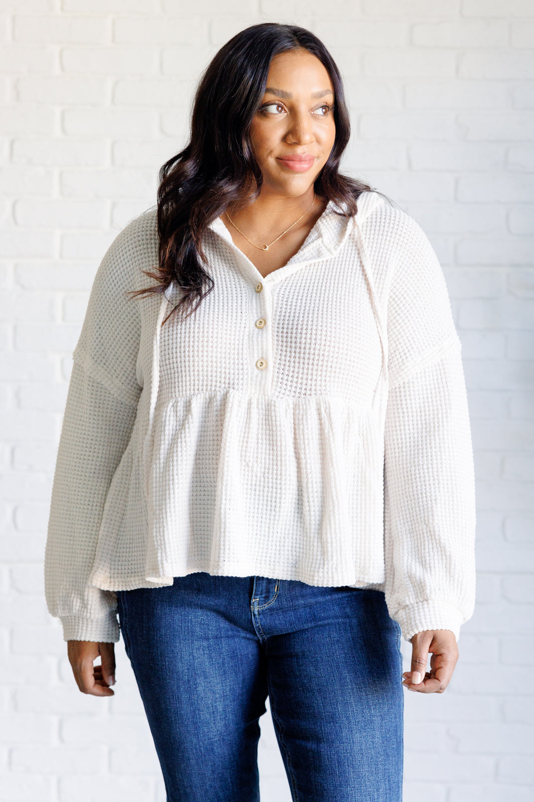 Don't Waffle About Waffle Knit Hoodie-Tops-Stay Foxy Boutique, Florissant, Missouri