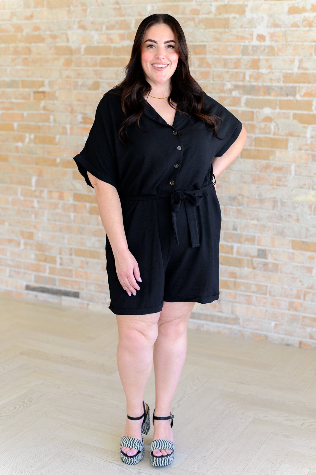 Don't Worry 'Bout a Thing V-Neck Romper-Jumpsuits & Rompers-Stay Foxy Boutique, Florissant, Missouri