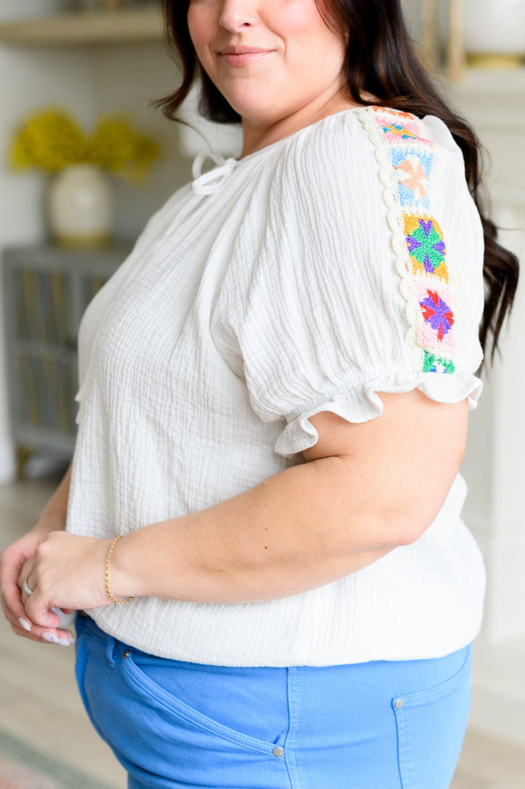 Don't You, Forget About Me Crinkle Knit Blouse-Tops-Stay Foxy Boutique, Florissant, Missouri