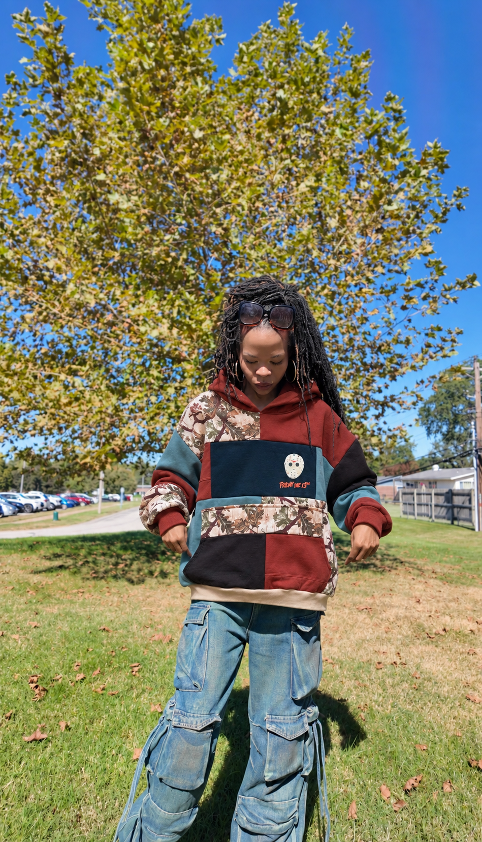 Ghost Brown Patchwork Hoodie | STAY Bold 3 Scoops-Stay Foxy Boutique, Florissant, Missouri