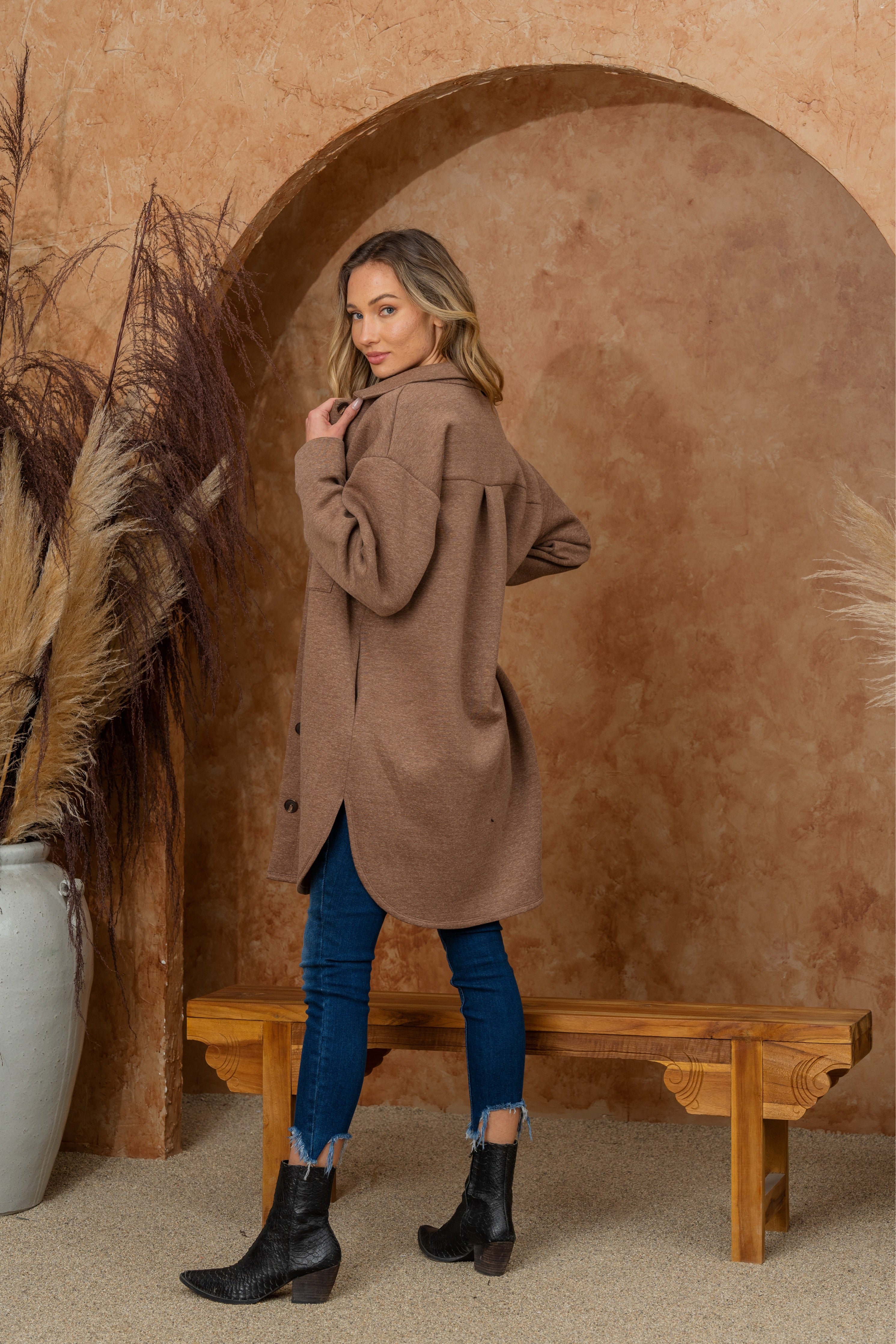 Oversized Fleece Collared Button Up Shacket-Womens-Stay Foxy Boutique, Florissant, Missouri