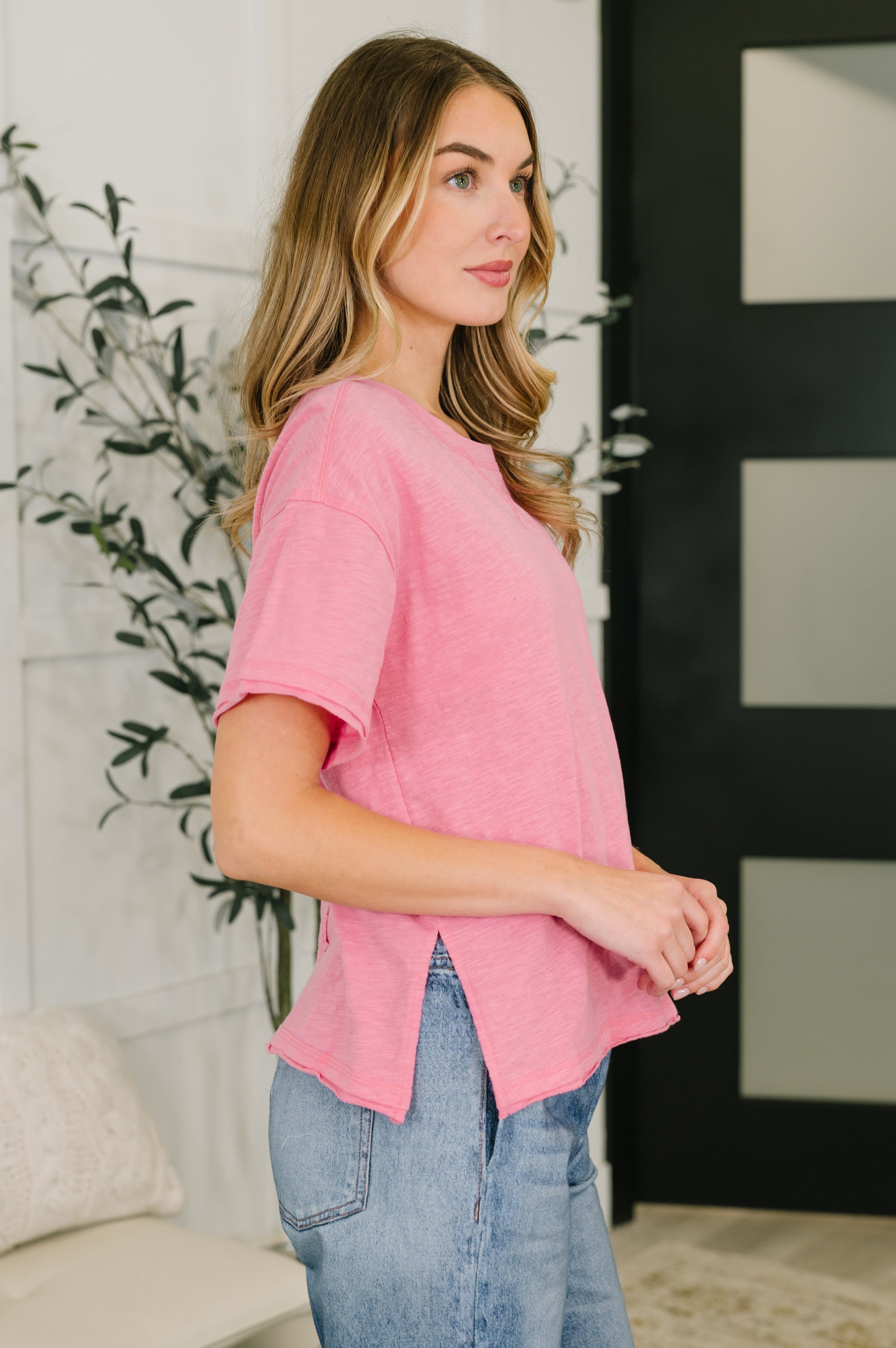 Effortless Edit Boxy Tee in Candy Pink-Womens-Stay Foxy Boutique, Florissant, Missouri