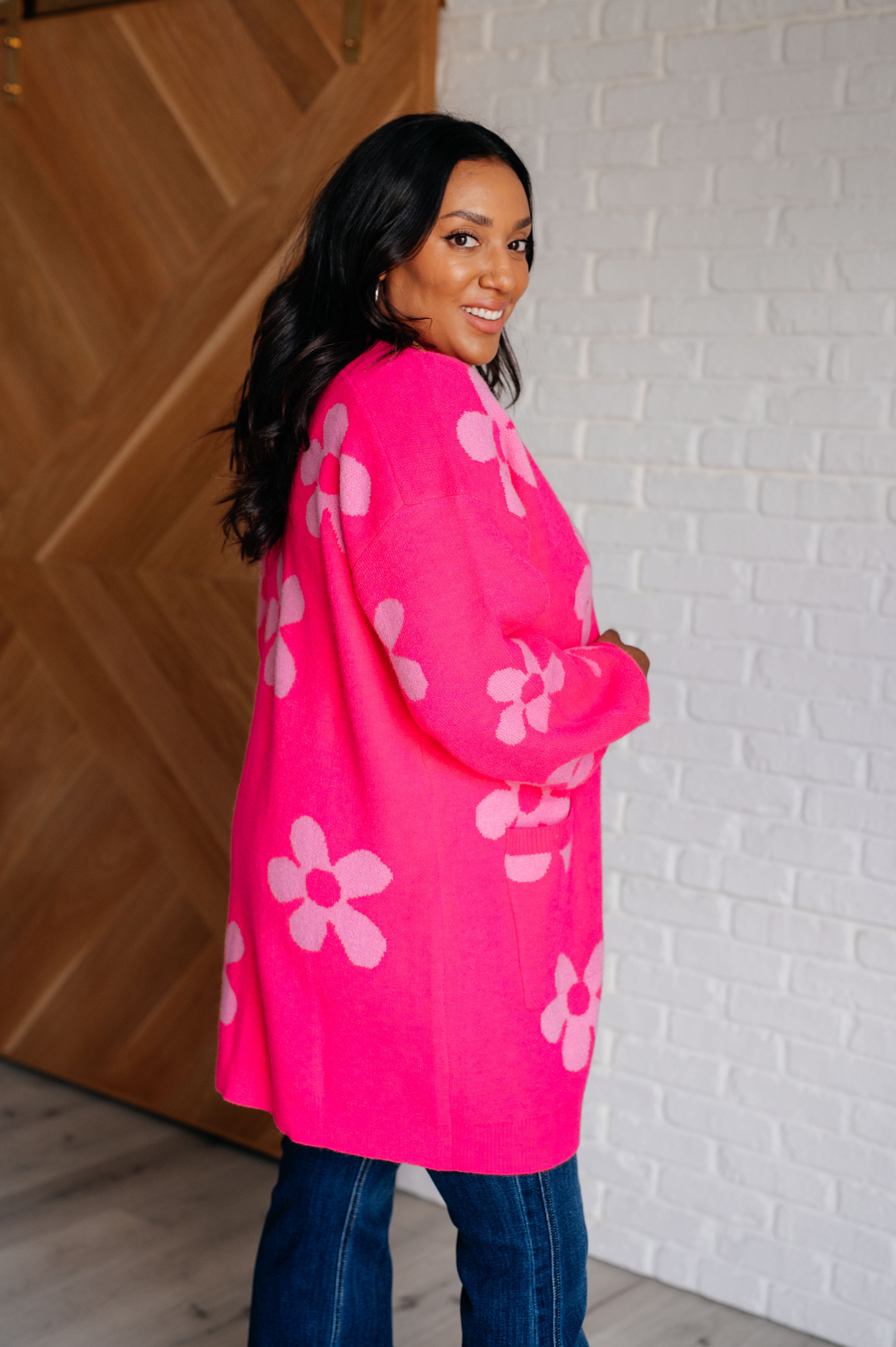 Enough Anyways Floral Cardigan in Pink-Layers-Stay Foxy Boutique, Florissant, Missouri