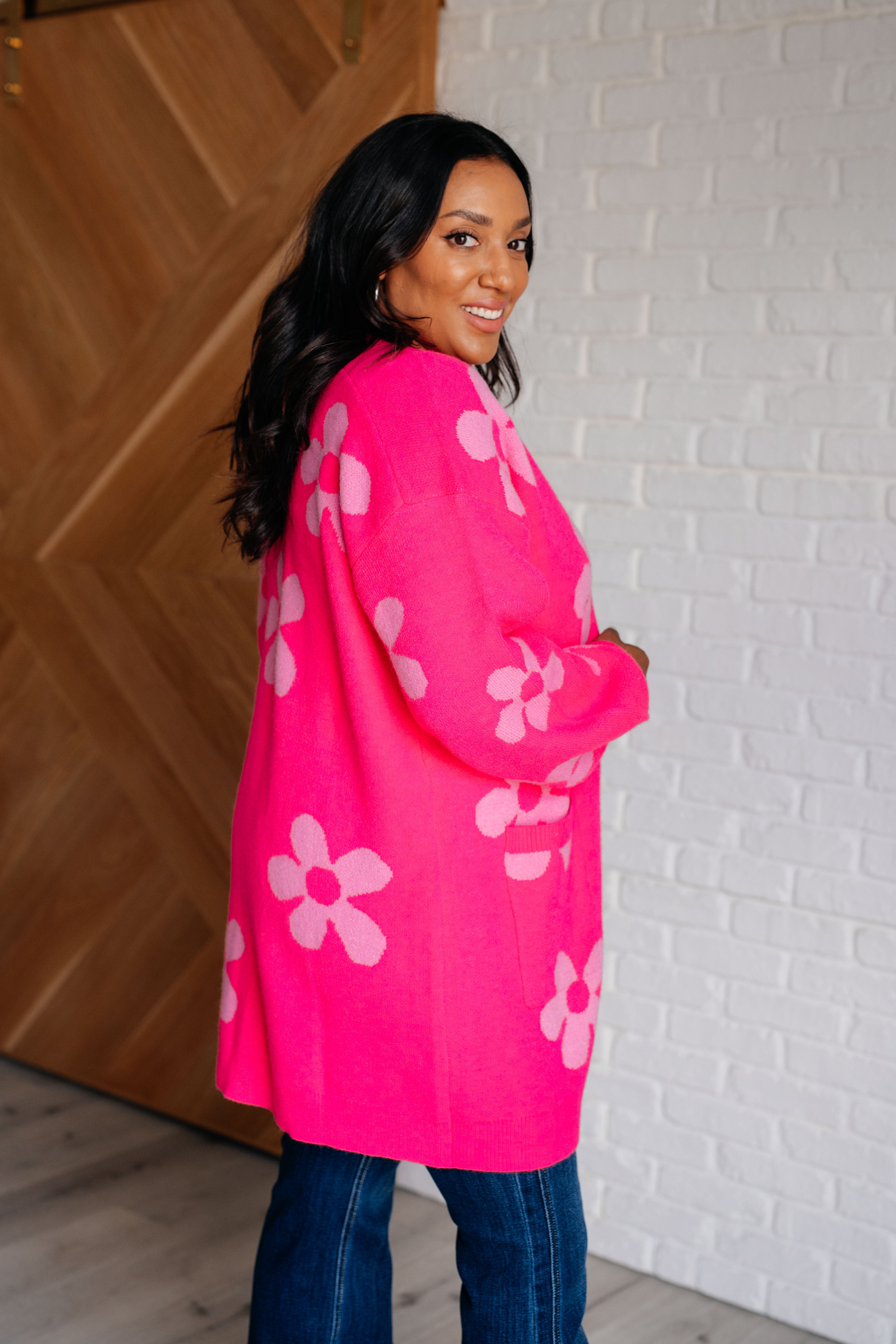 Enough Anyways Floral Cardigan in Pink-Layers-Stay Foxy Boutique, Florissant, Missouri