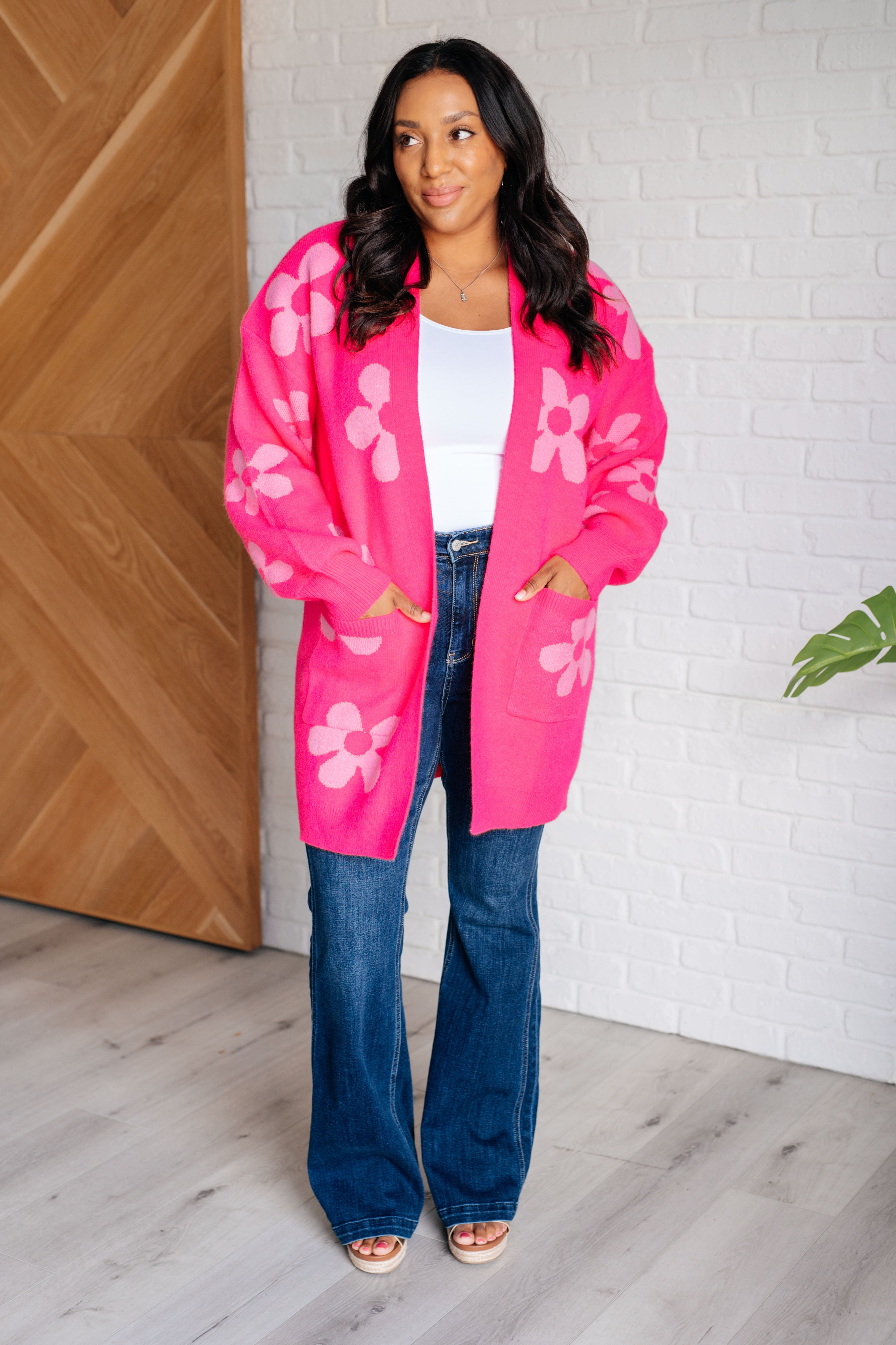 Enough Anyways Floral Cardigan in Pink-Layers-Stay Foxy Boutique, Florissant, Missouri