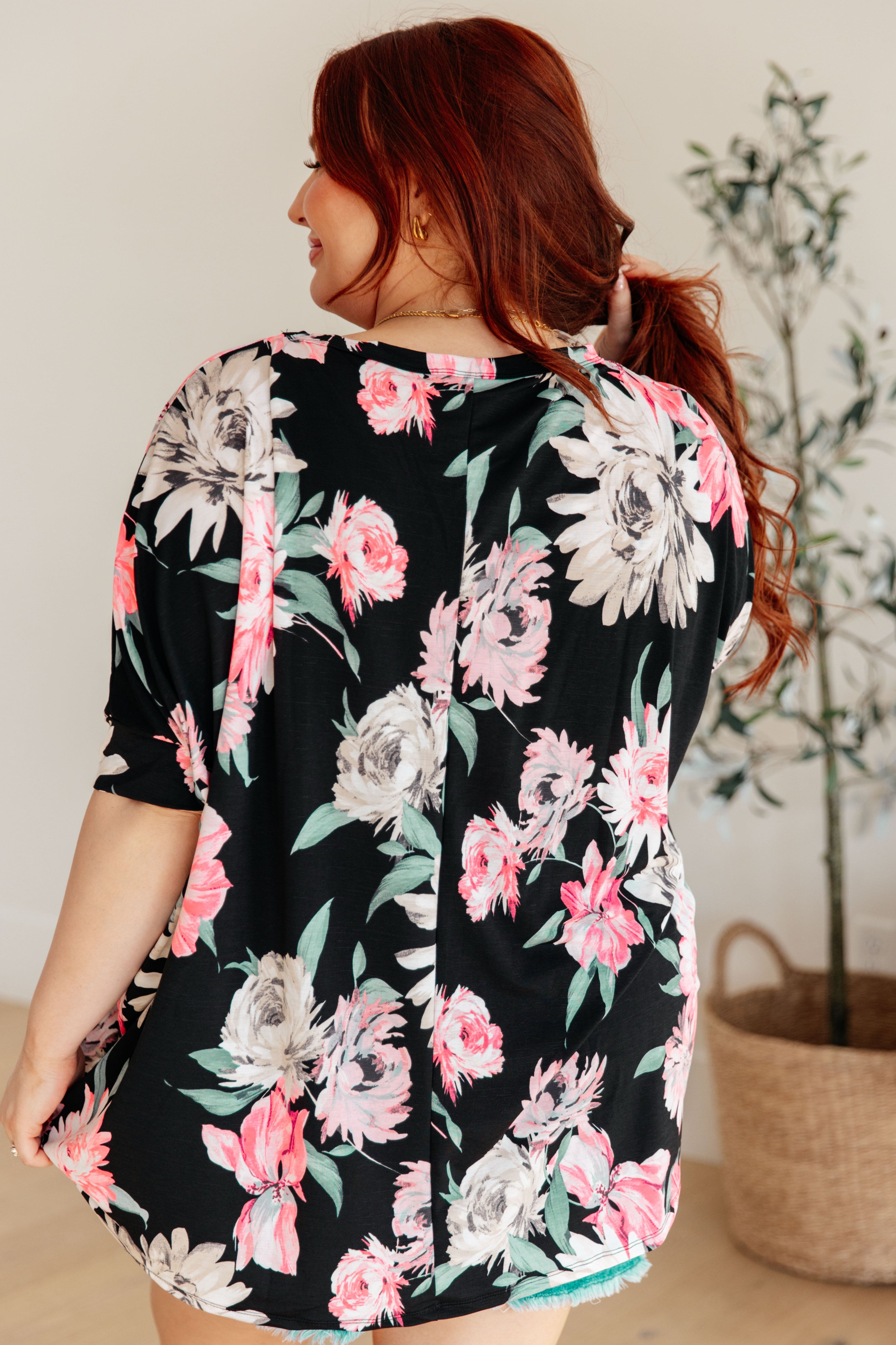 Essential Blouse in Black Floral-Womens-Stay Foxy Boutique, Florissant, Missouri