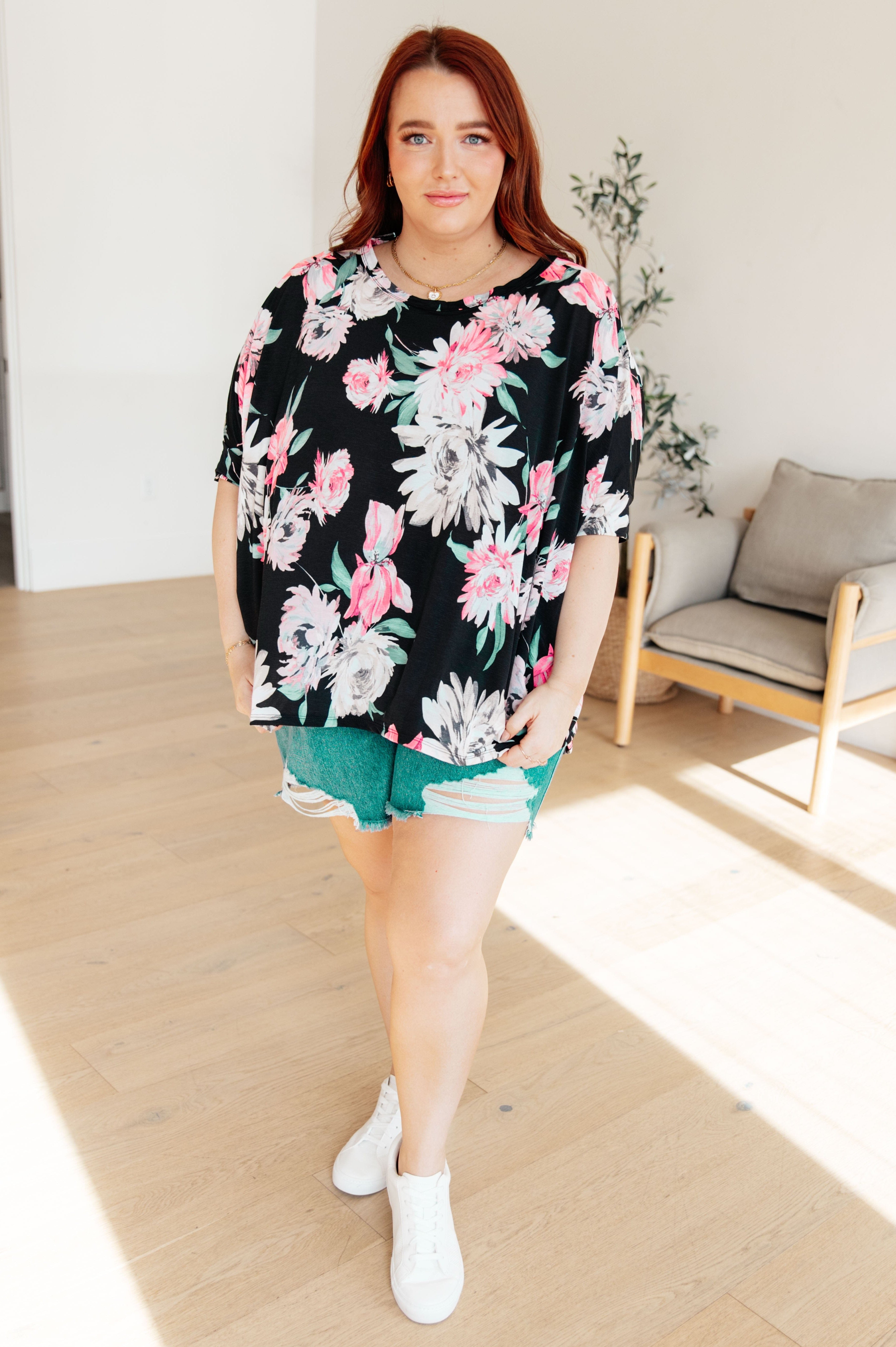 Essential Blouse in Black Floral-Womens-Stay Foxy Boutique, Florissant, Missouri