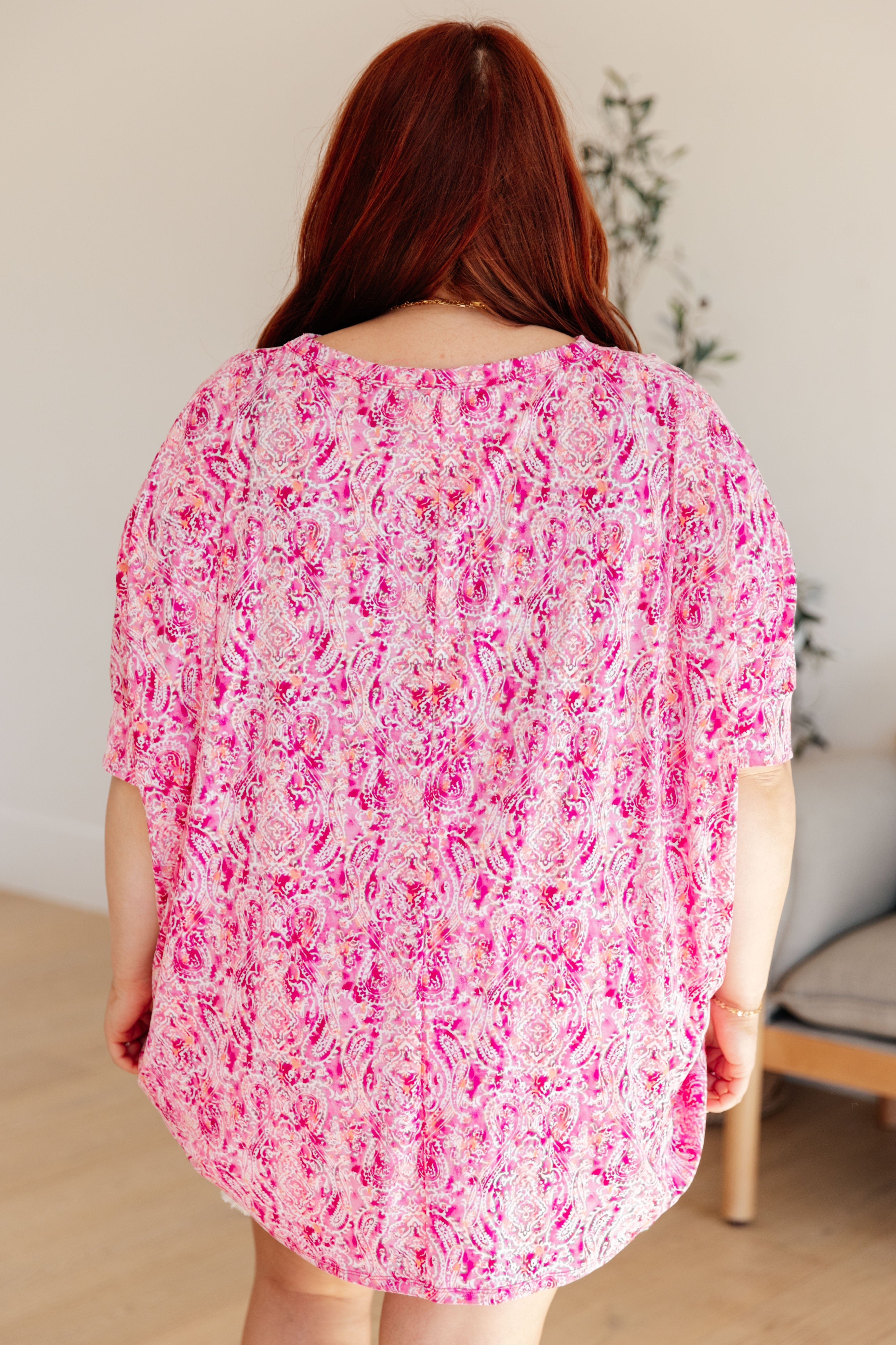 Essential Blouse in Fuchsia and White Paisley-Womens-Stay Foxy Boutique, Florissant, Missouri
