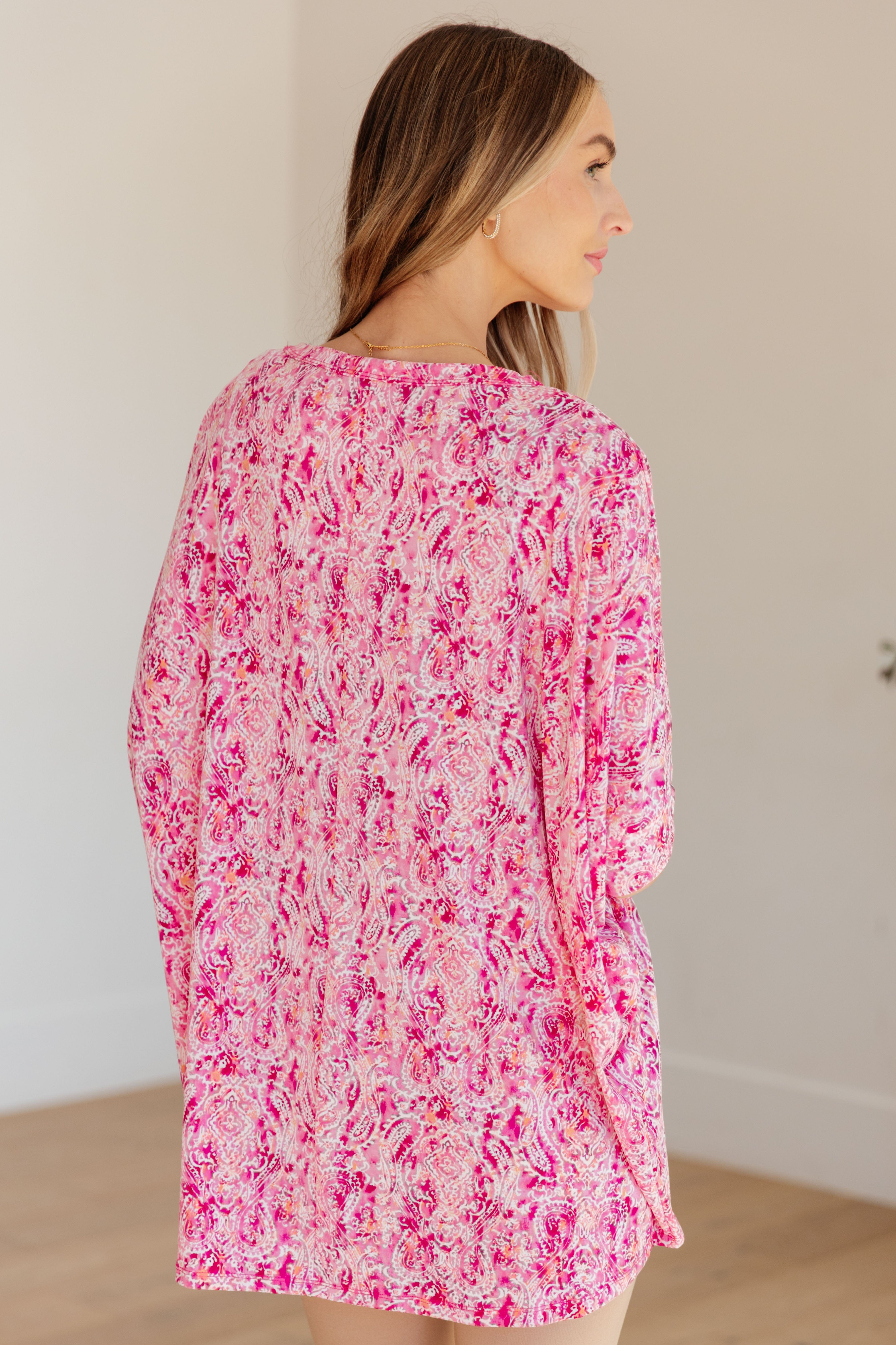 Essential Blouse in Fuchsia and White Paisley-Womens-Stay Foxy Boutique, Florissant, Missouri