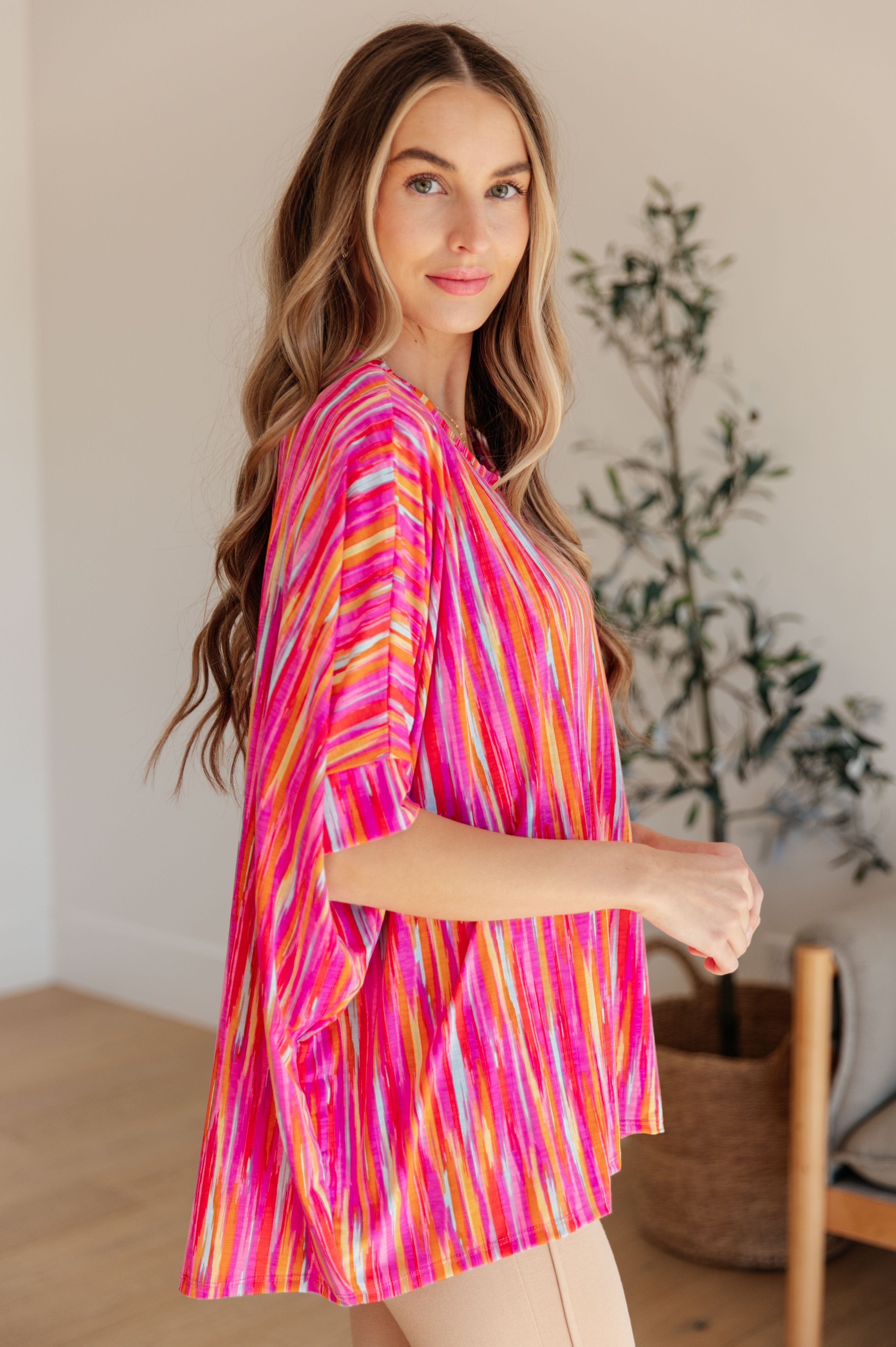 Essential Blouse in Magenta Kaleidoscope-Womens-Stay Foxy Boutique, Florissant, Missouri