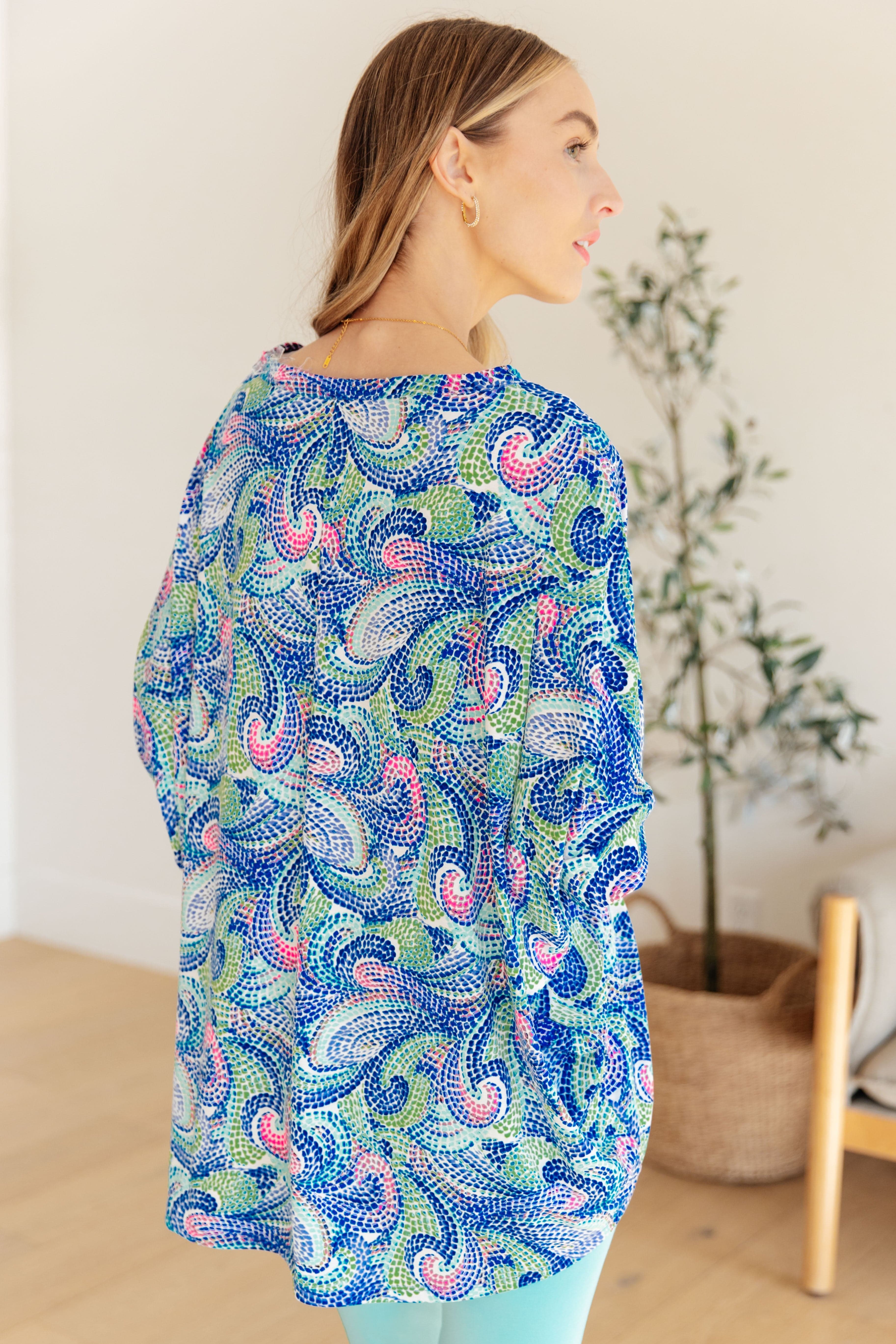 Essential Blouse in Painted Blue Mix-Womens-Stay Foxy Boutique, Florissant, Missouri