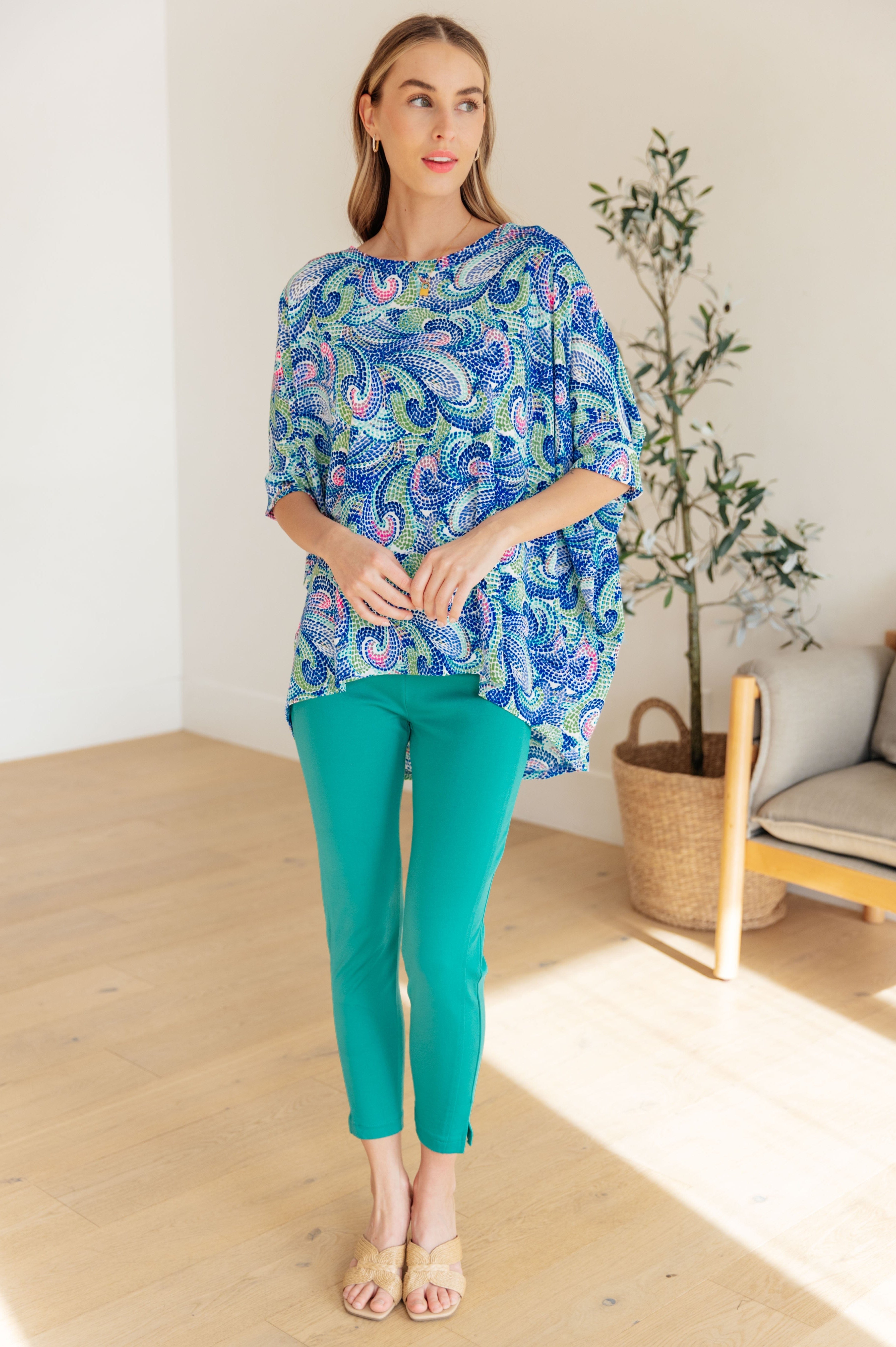 Essential Blouse in Painted Blue Mix-Womens-Stay Foxy Boutique, Florissant, Missouri