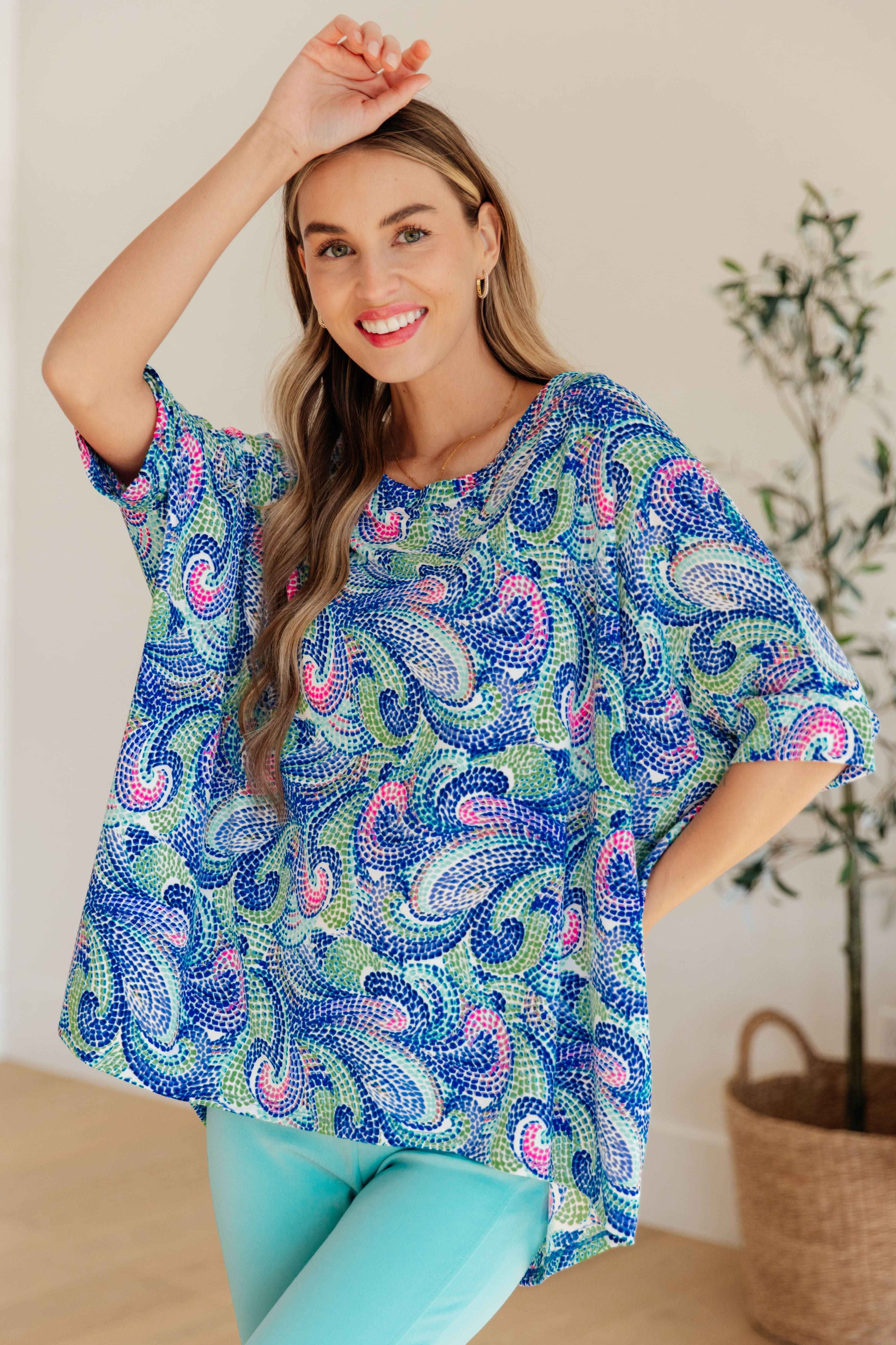 Essential Blouse in Painted Blue Mix-Womens-Stay Foxy Boutique, Florissant, Missouri
