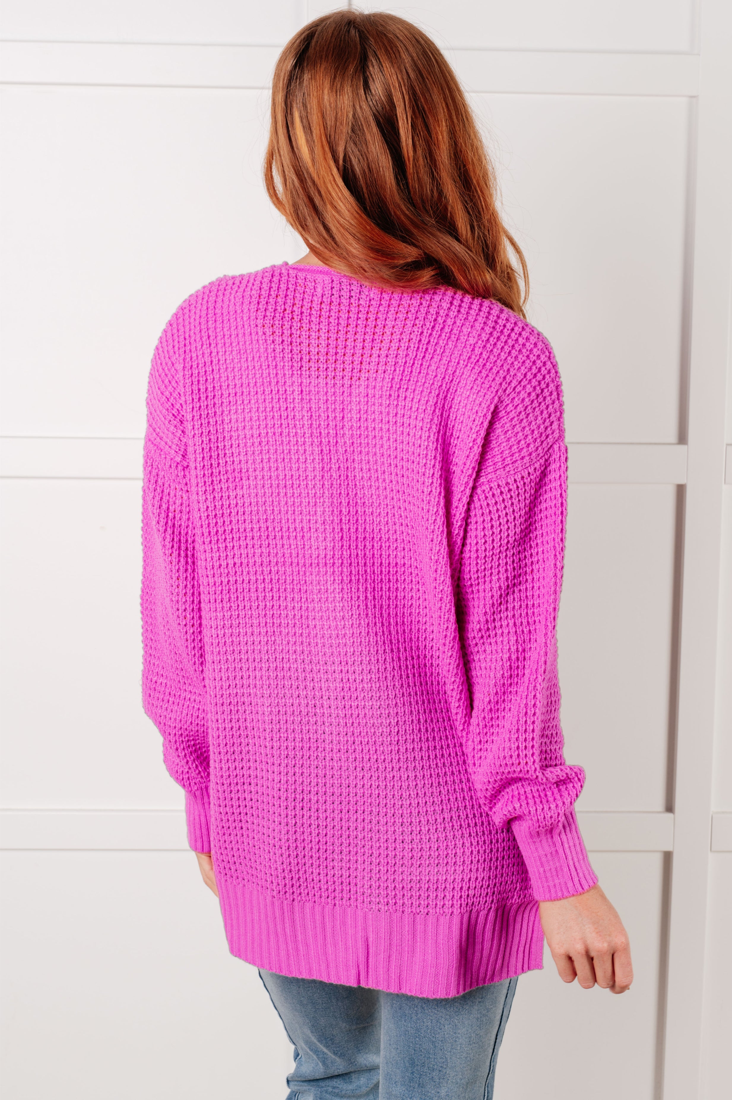 Everything Layer Waffle Knit Open Front Cardigan in Bright Mauve-Layers-Stay Foxy Boutique, Florissant, Missouri