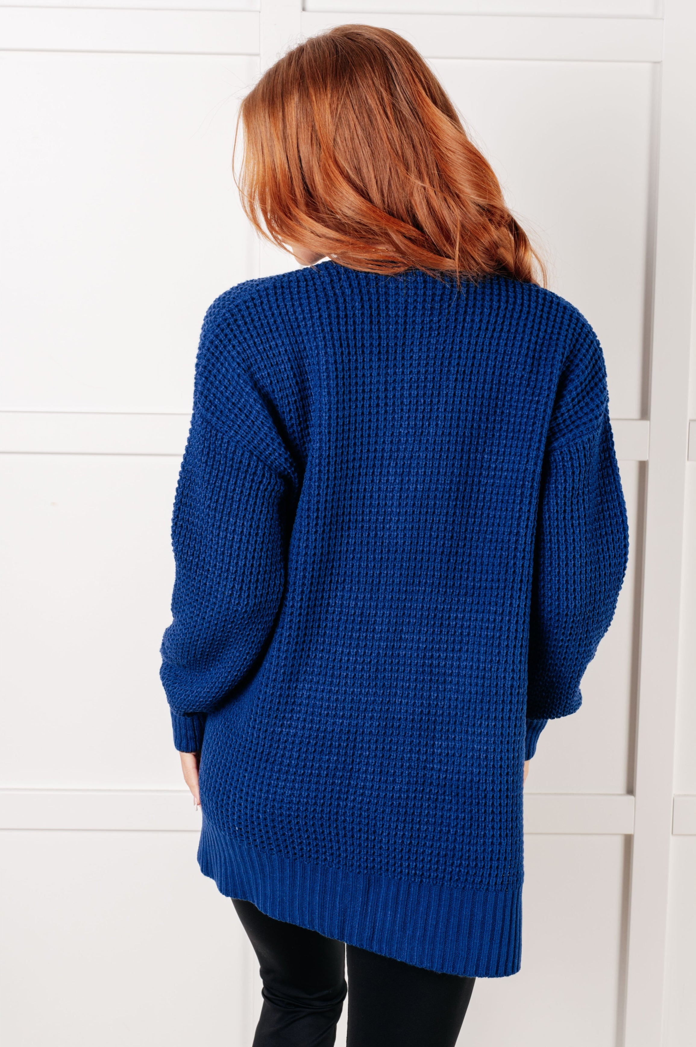 Everything Layer Waffle Knit Open Front Cardigan in Light Navy-Layers-Stay Foxy Boutique, Florissant, Missouri