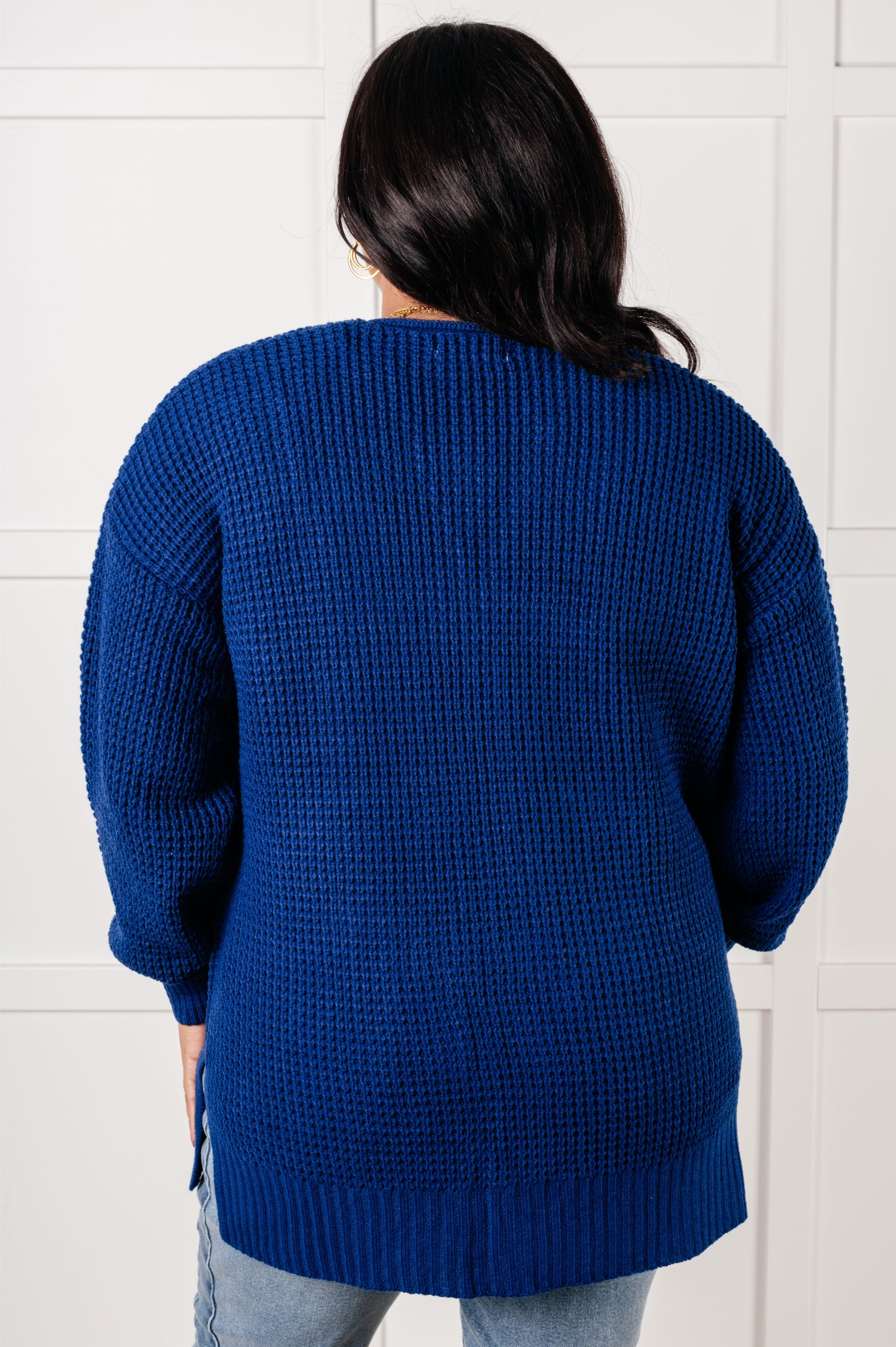 Everything Layer Waffle Knit Open Front Cardigan in Light Navy-Layers-Stay Foxy Boutique, Florissant, Missouri