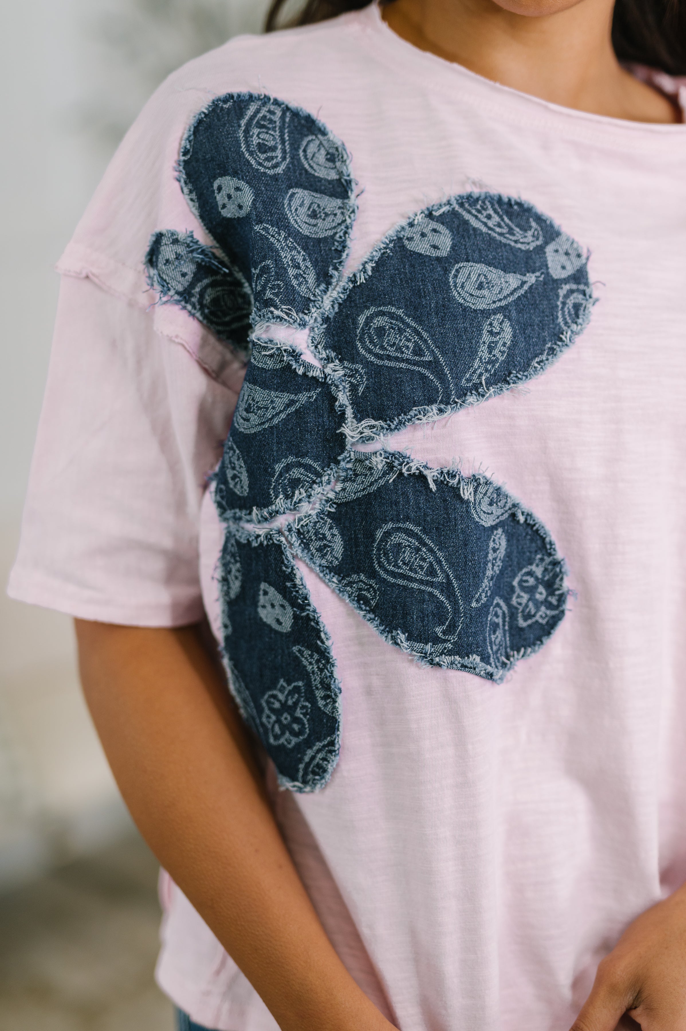Exactly My Type Paisley Floral Applique Top-Womens-Stay Foxy Boutique, Florissant, Missouri