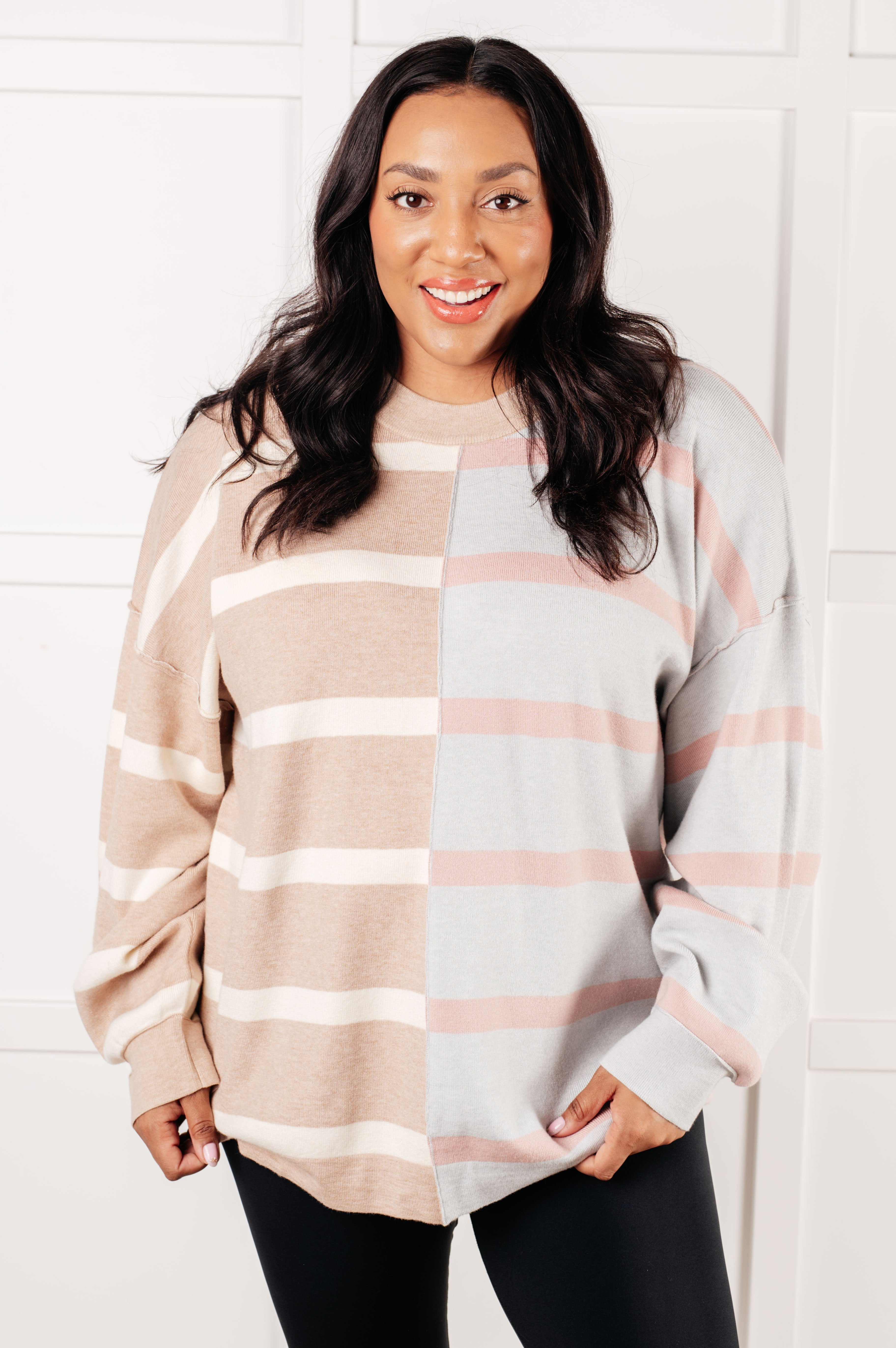Exceptional Thought Striped Patchwork Sweater-Tops-Stay Foxy Boutique, Florissant, Missouri