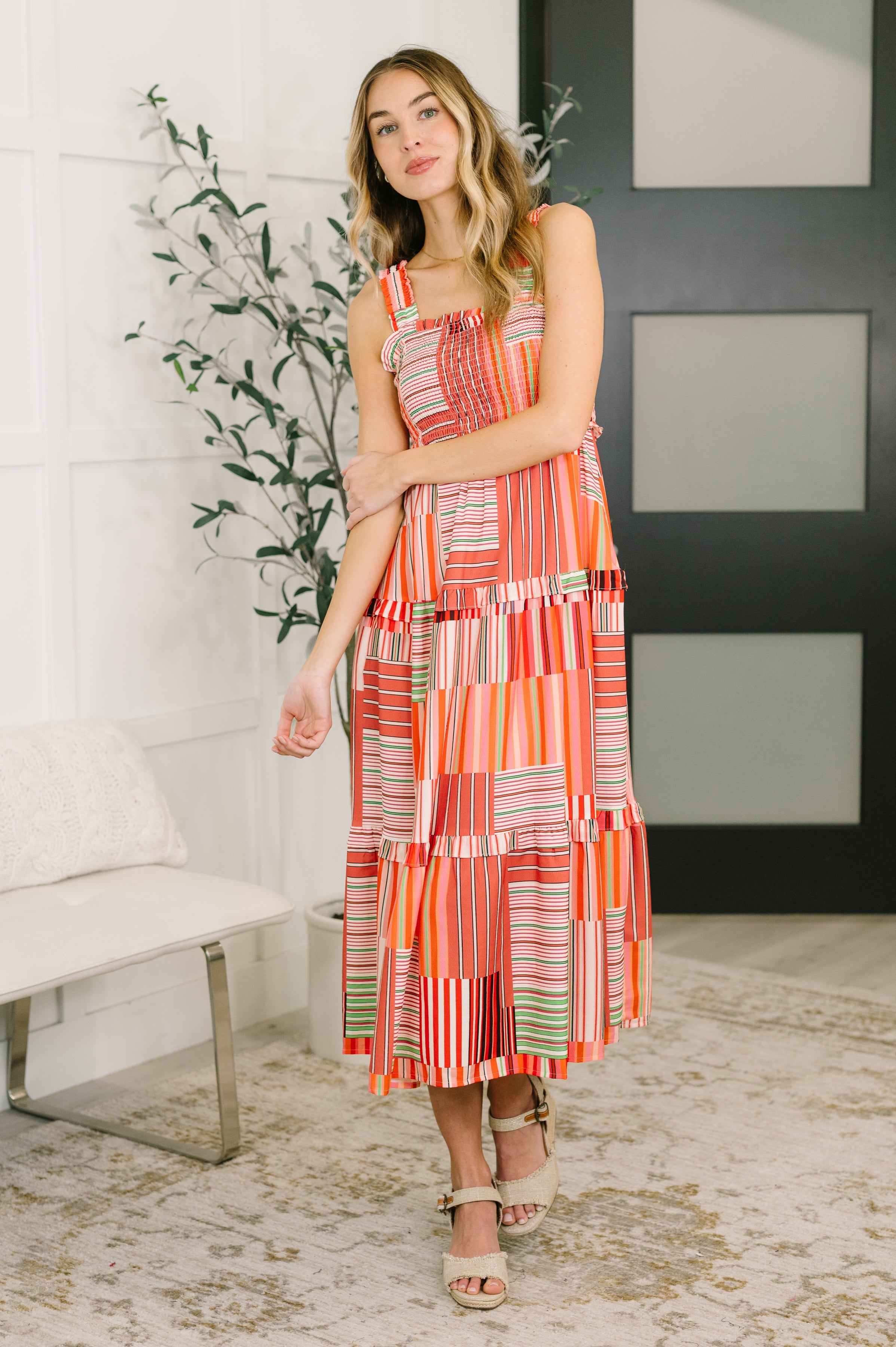 Extra Sentimental Wide Strap Tiered Dress-Womens-Stay Foxy Boutique, Florissant, Missouri