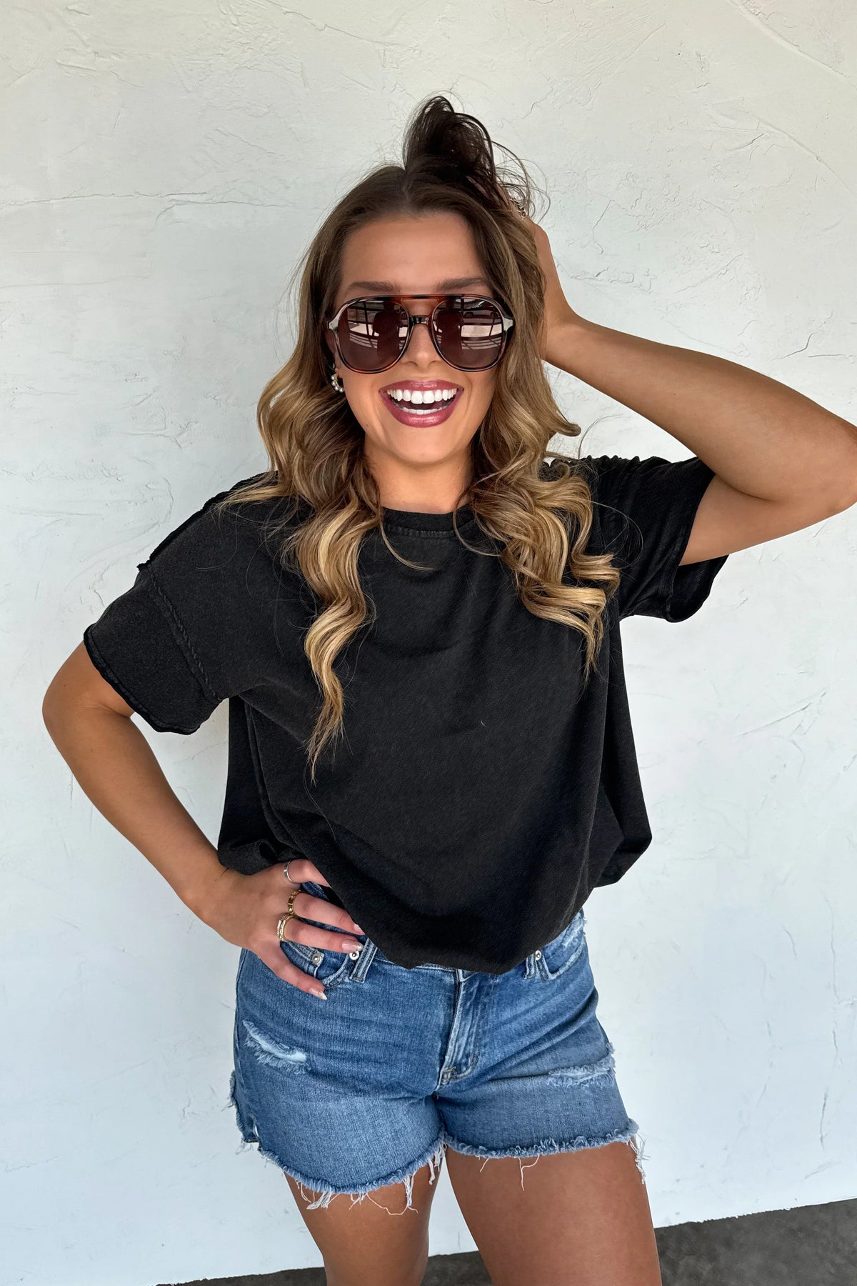 PREORDER: Joey Washed Cotton Boyfriend Tee-Womens-Stay Foxy Boutique, Florissant, Missouri