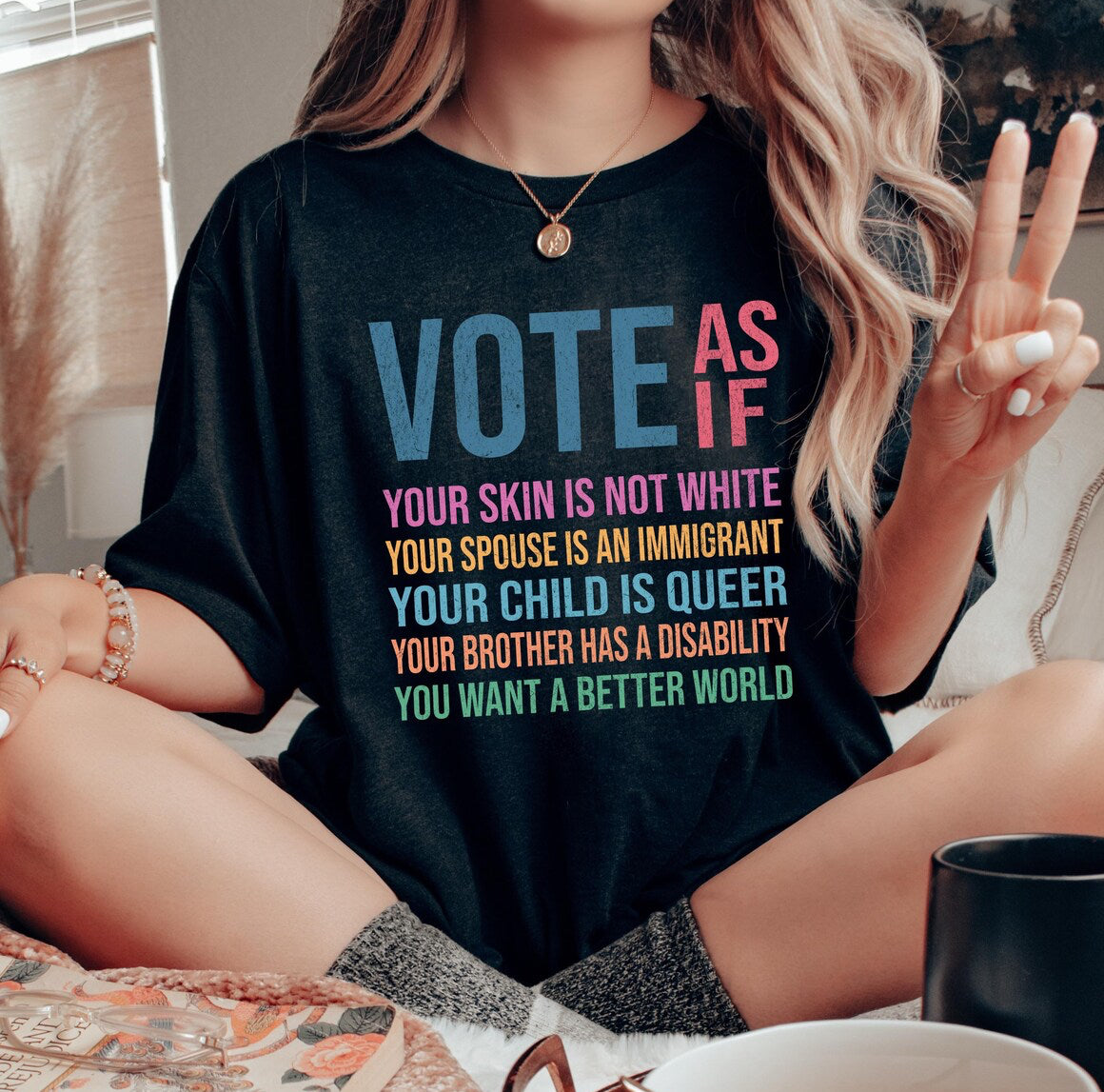 Vote As If All Graphic T shirt-Graphic T-Stay Foxy Boutique, Florissant, Missouri