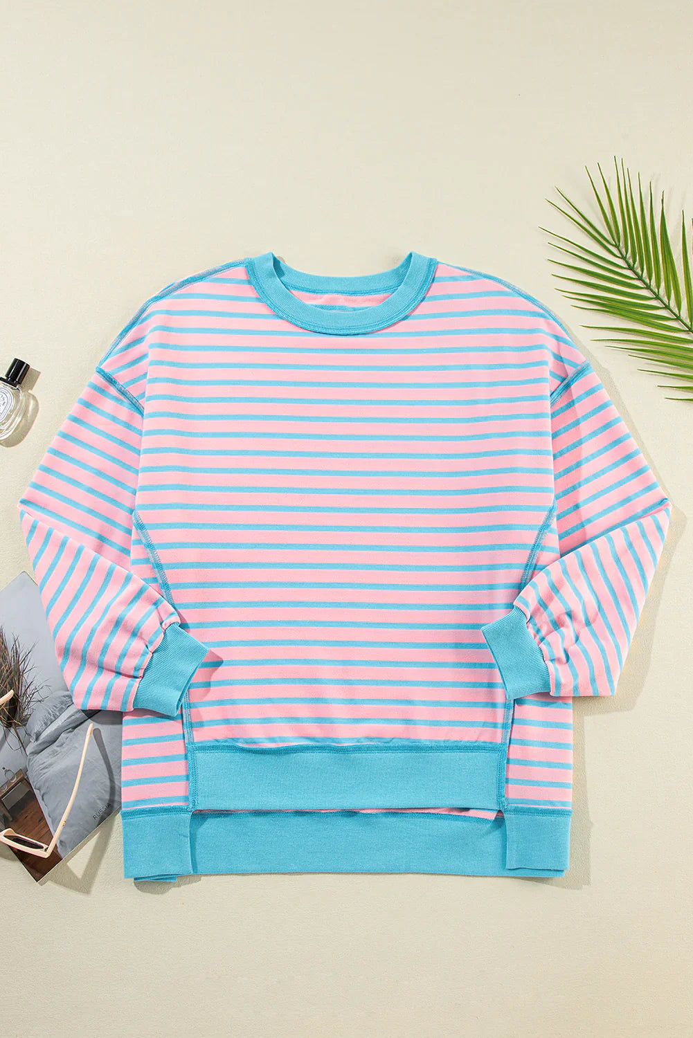 Color Clash Drop Shoulder Long Sleeve-Womens-Stay Foxy Boutique, Florissant, Missouri