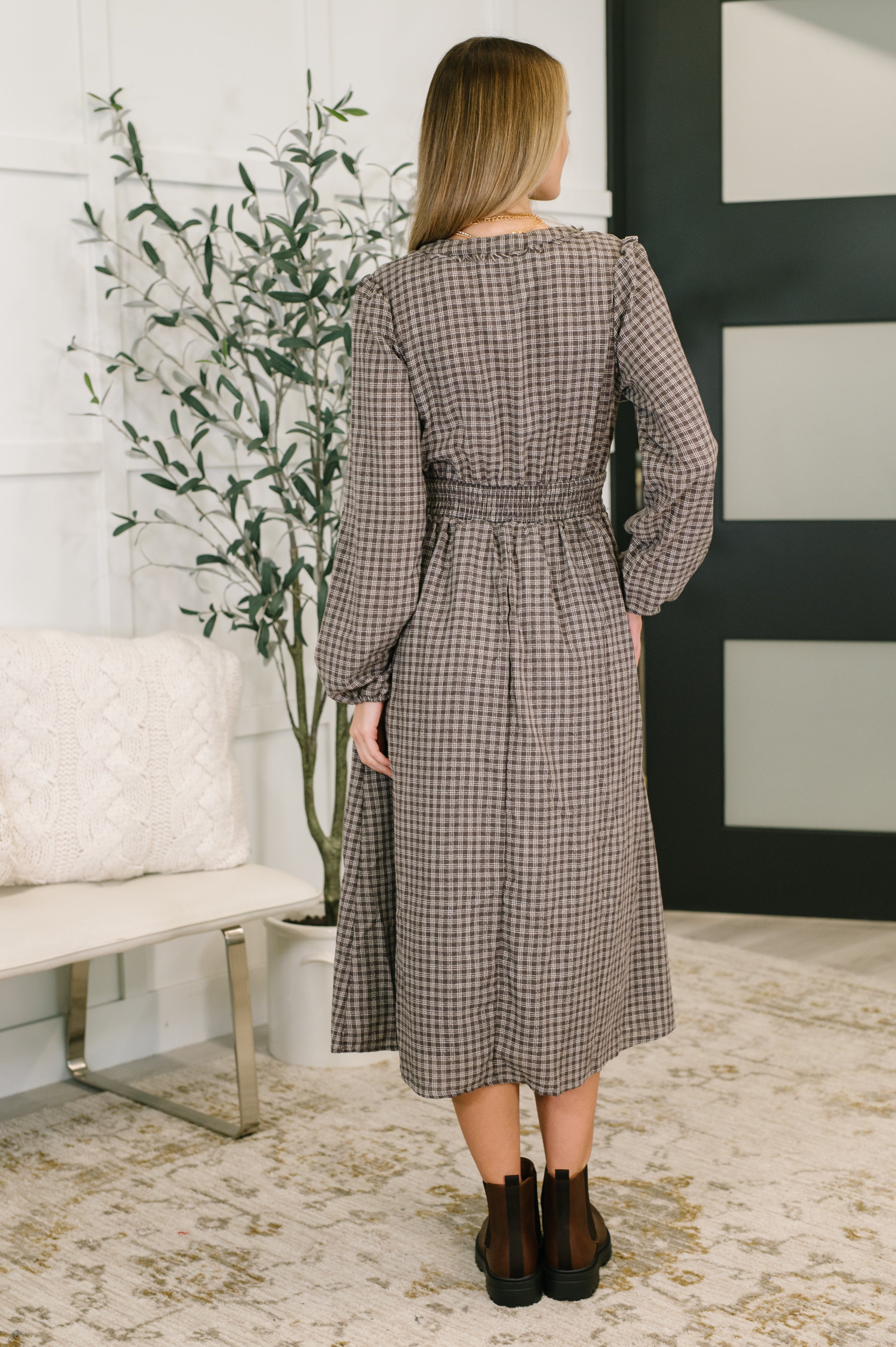 Fairytale Plot Plaid Midi Dress-Womens-Stay Foxy Boutique, Florissant, Missouri