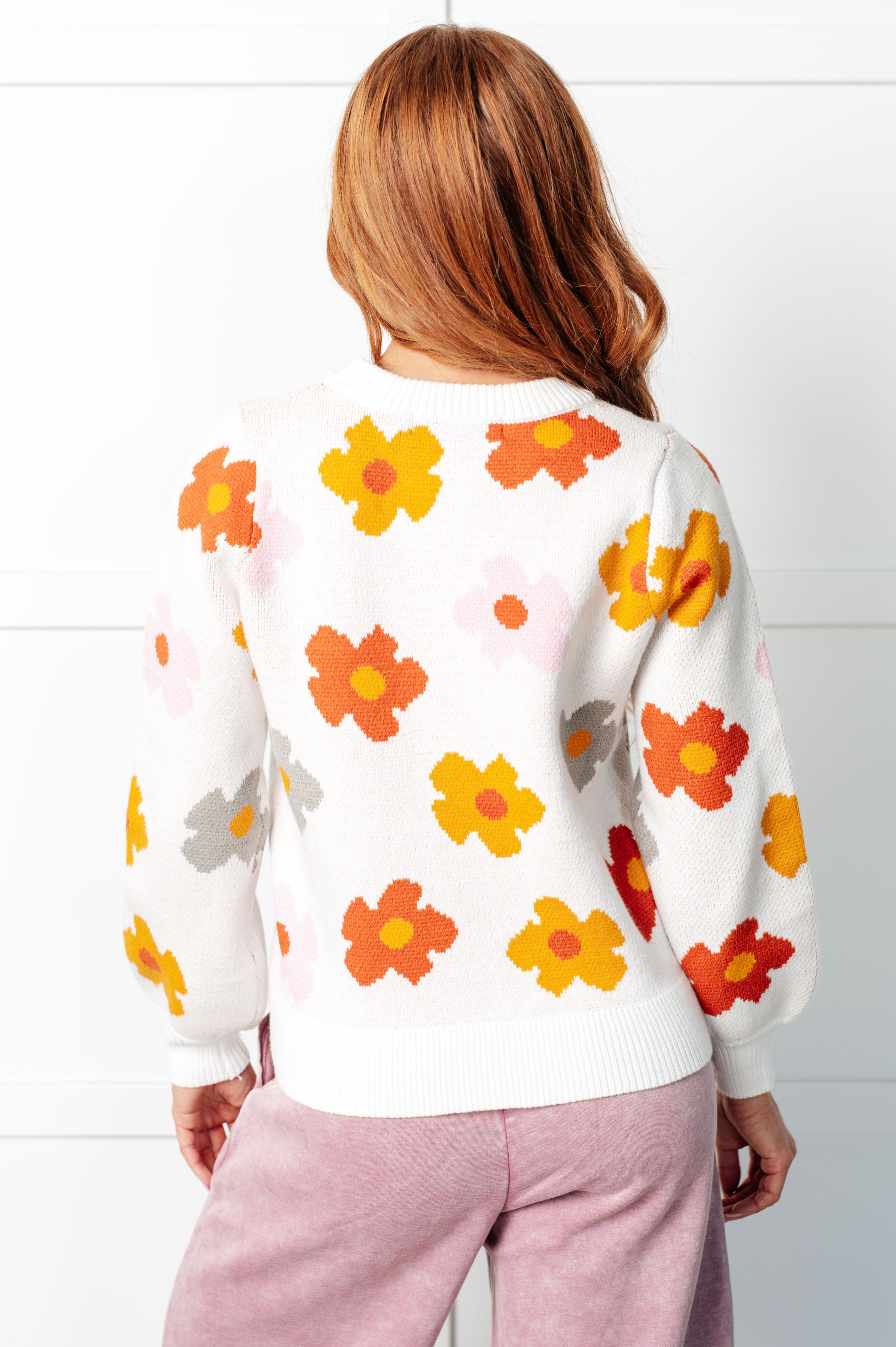 Falling Flowers Floral Sweater-Tops-Stay Foxy Boutique, Florissant, Missouri