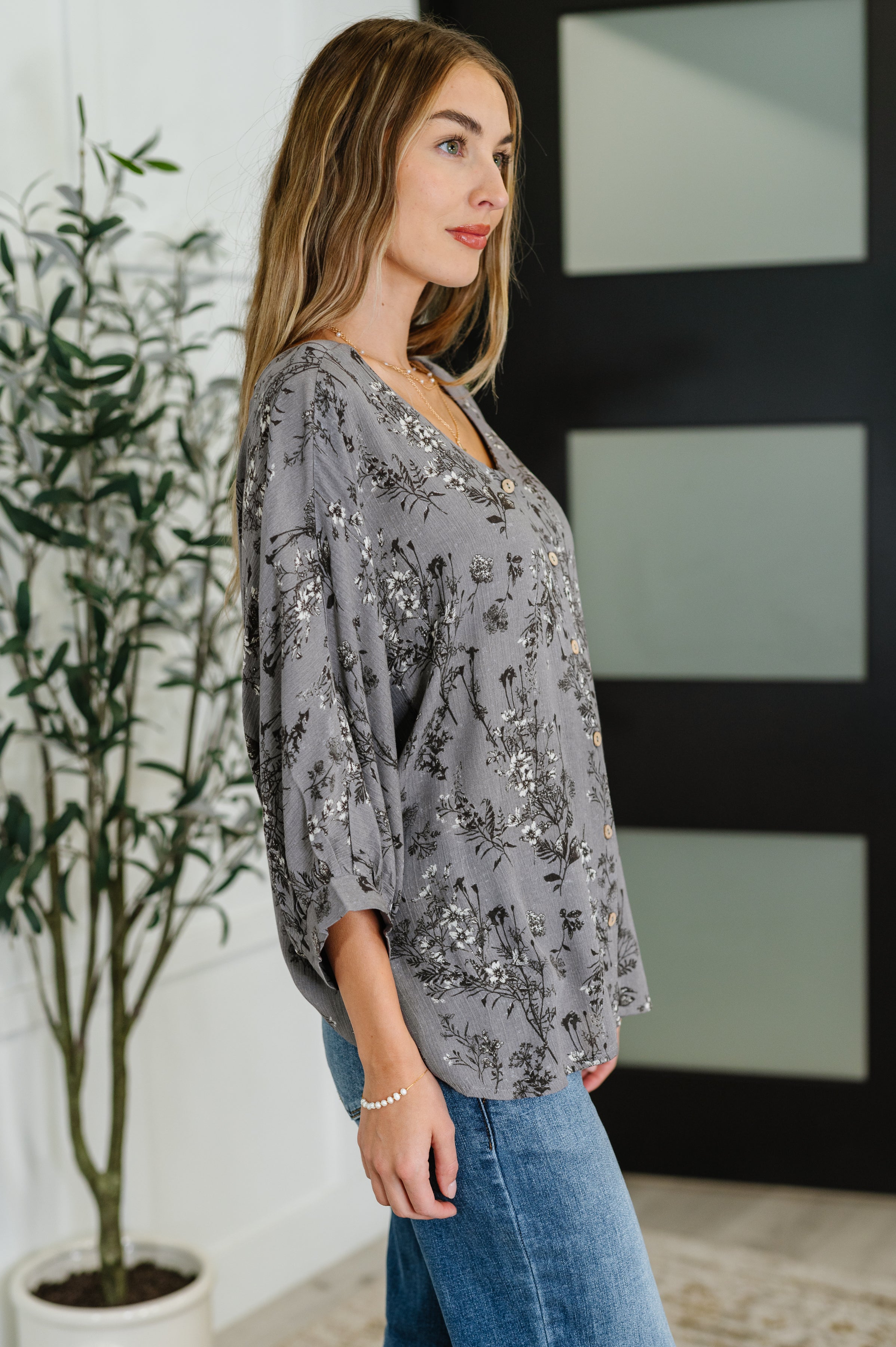 Falling in Deep Crinkle Woven Blouse Dune Grey-Womens-Stay Foxy Boutique, Florissant, Missouri