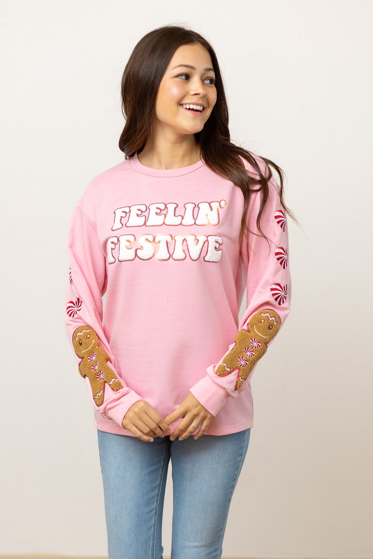 Feelin Festive Pink Sweater-Womens-Stay Foxy Boutique, Florissant, Missouri