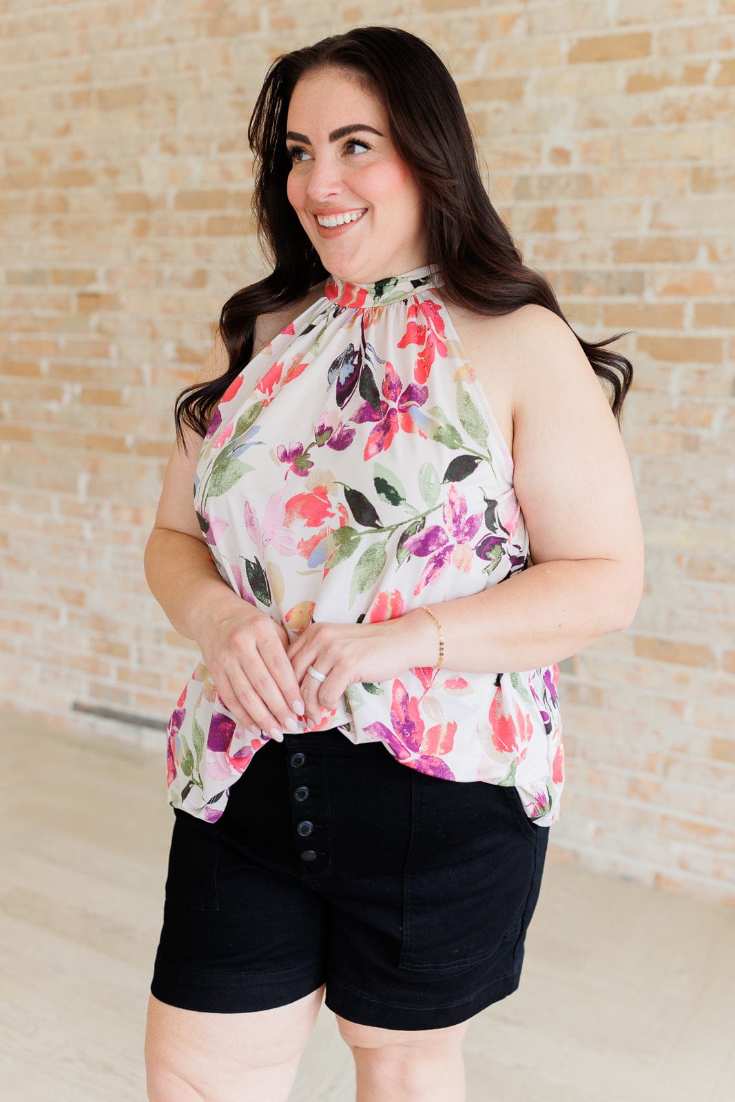 Feeling Lovely Floral Halter Blouse-Tops-Stay Foxy Boutique, Florissant, Missouri