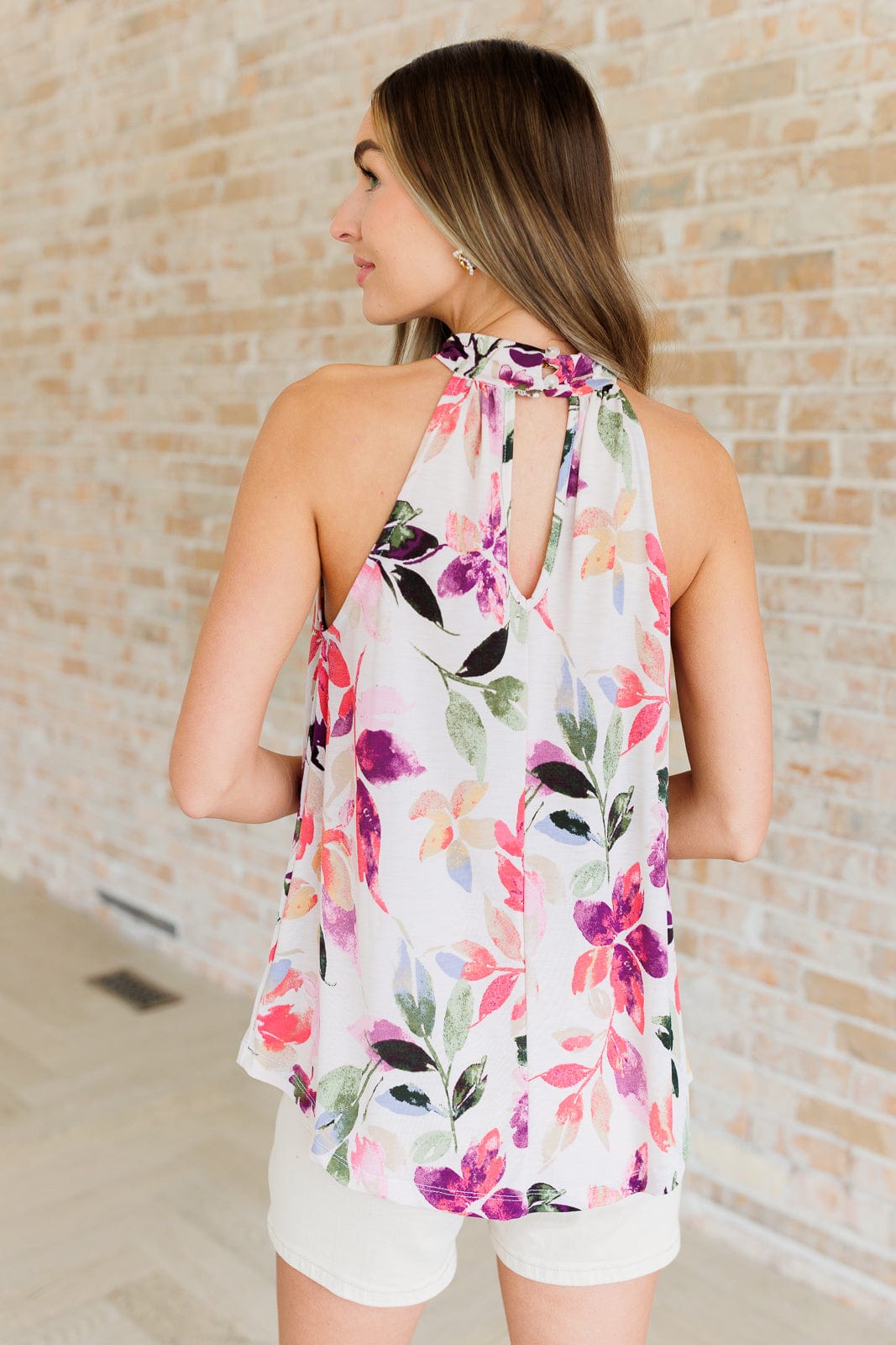 Feeling Lovely Floral Halter Blouse-Tops-Stay Foxy Boutique, Florissant, Missouri