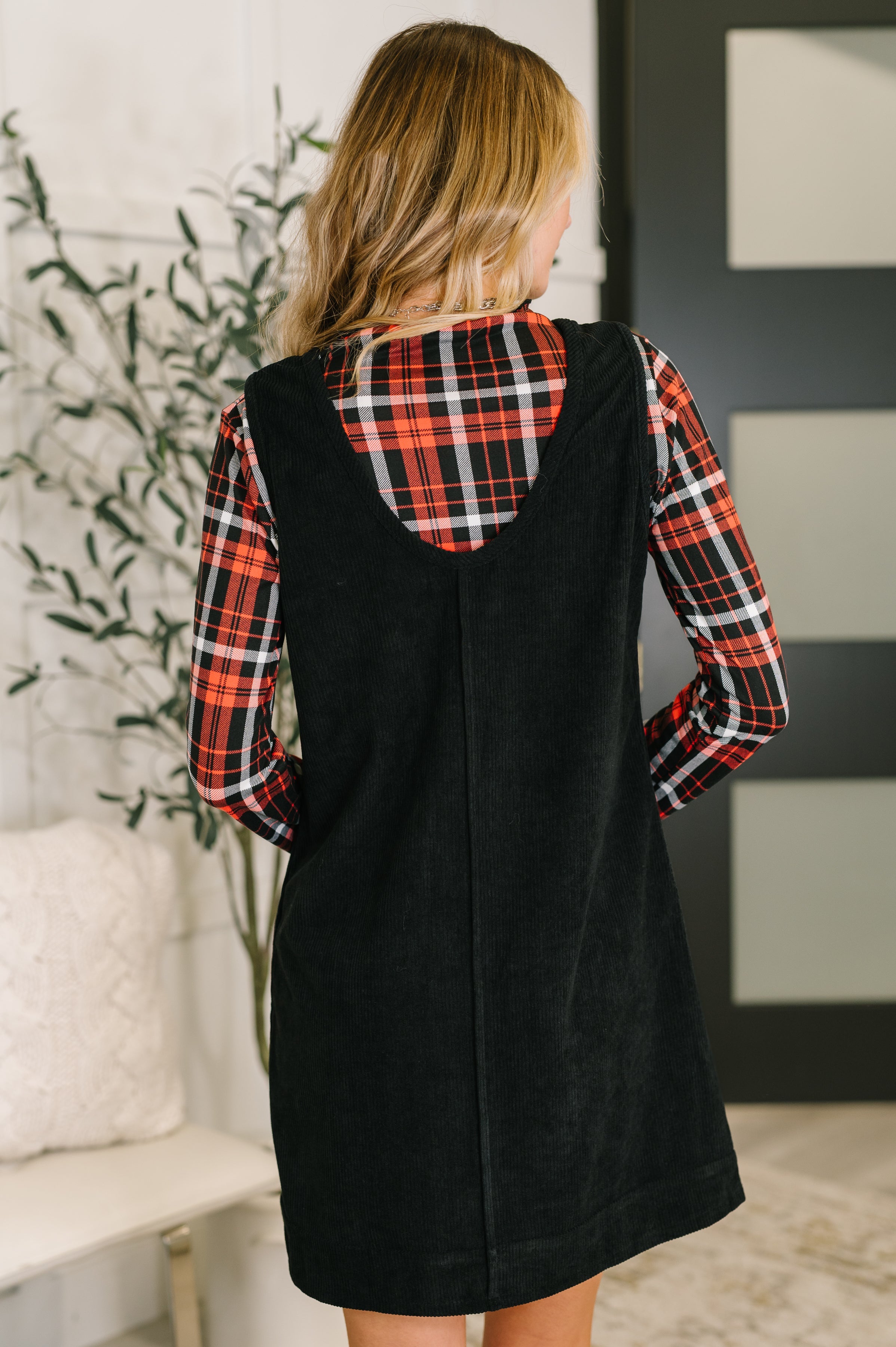Feeling That Way Corduroy Dress in Black-Womens-Stay Foxy Boutique, Florissant, Missouri
