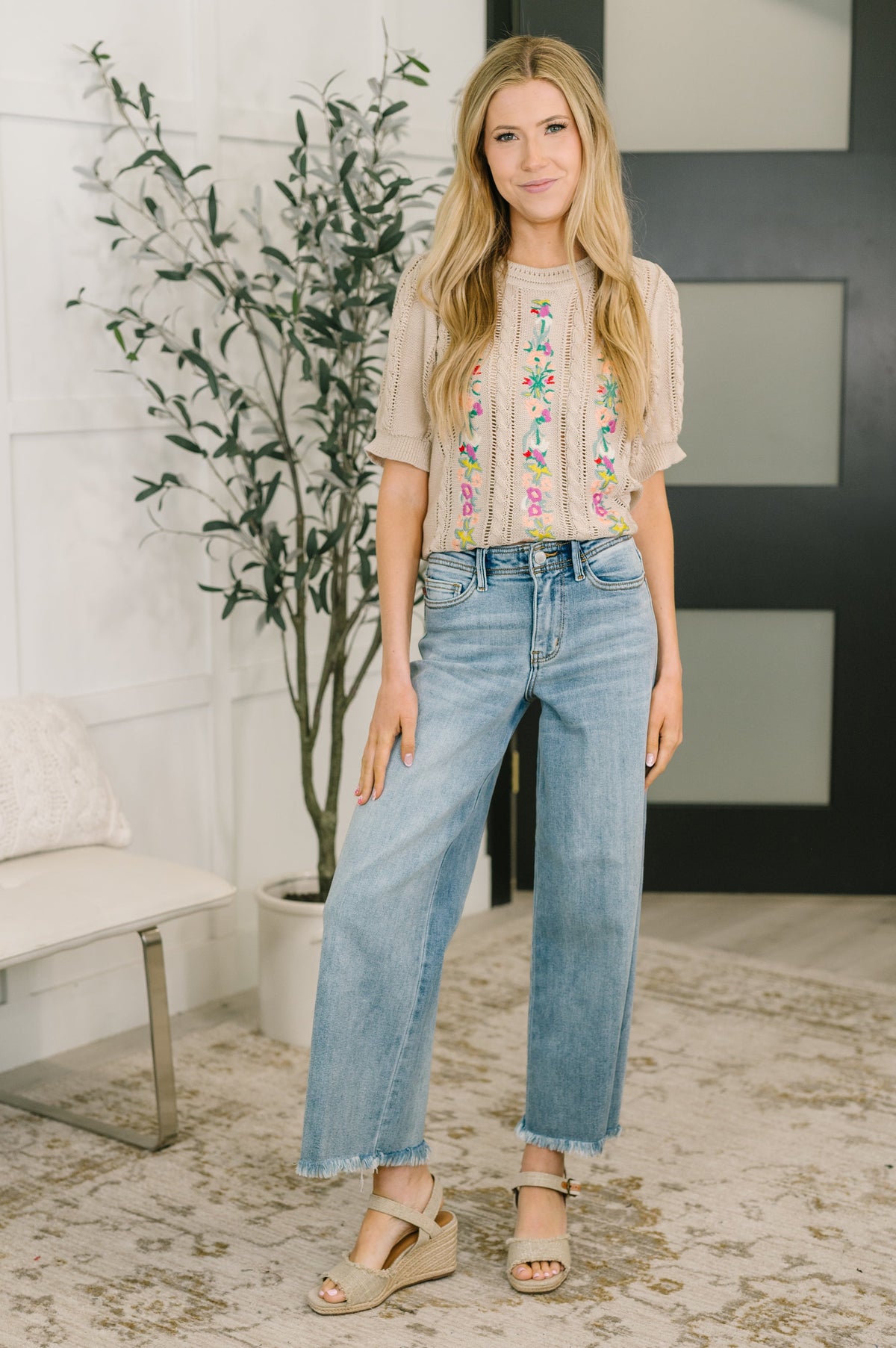 Feel so Fine Embroidered Knit Top-Womens-Stay Foxy Boutique, Florissant, Missouri