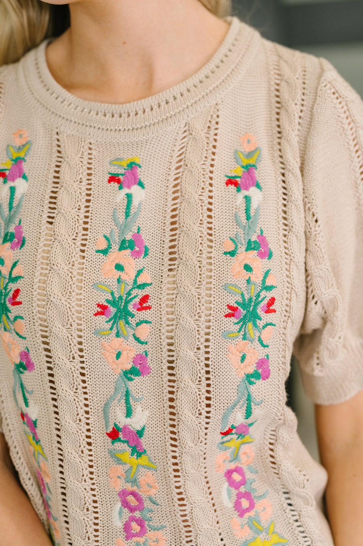 Feel so Fine Embroidered Knit Top-Womens-Stay Foxy Boutique, Florissant, Missouri