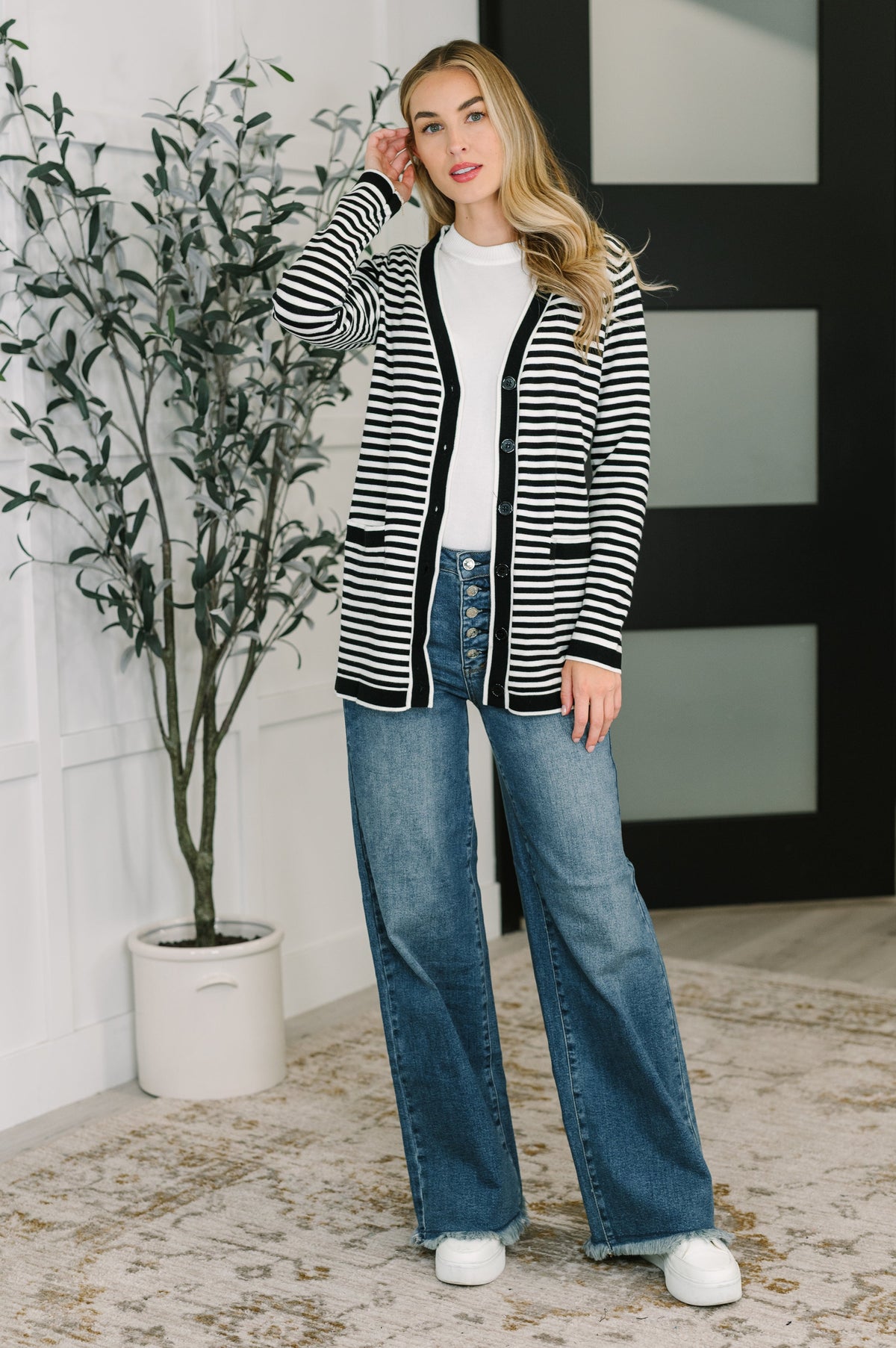 Finagle Your Way Striped Cardigan-Womens-Stay Foxy Boutique, Florissant, Missouri