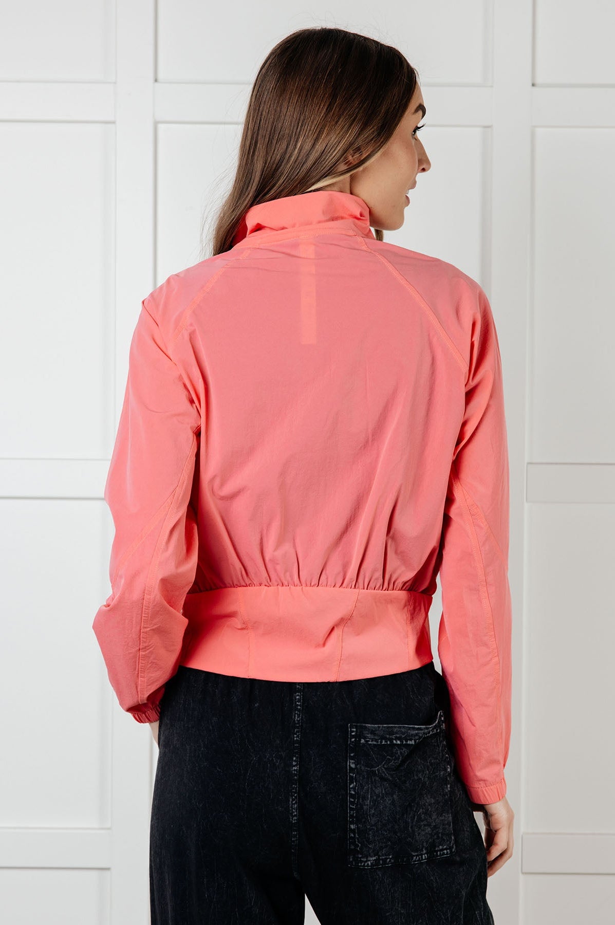 Fit Happens Nylon Tennis Jacket in Coral Rose-Layers-Stay Foxy Boutique, Florissant, Missouri