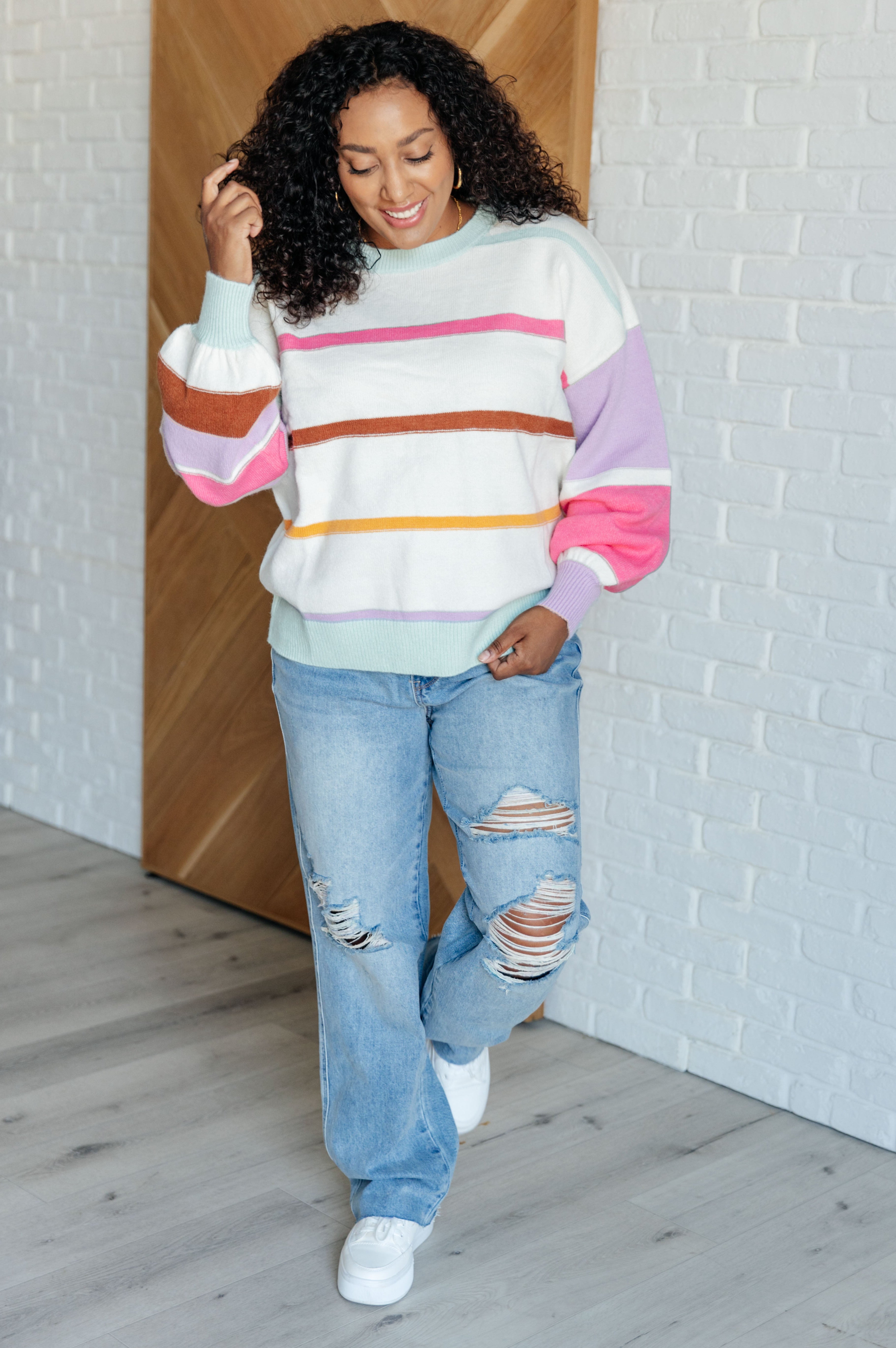 Flawless Features Striped Sweater-Tops-Stay Foxy Boutique, Florissant, Missouri