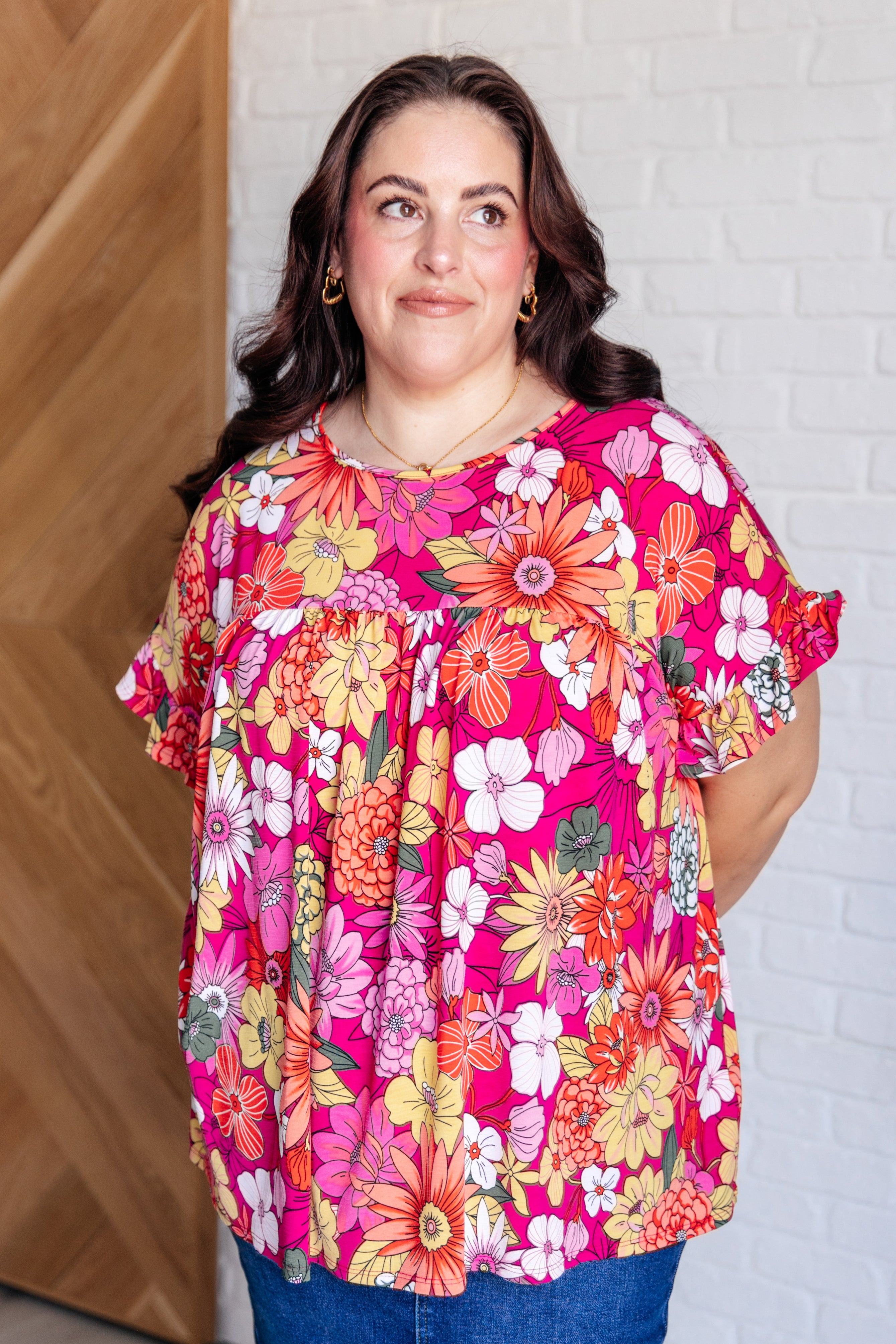 Flit About Floral Top in Pink-Womens-Stay Foxy Boutique, Florissant, Missouri