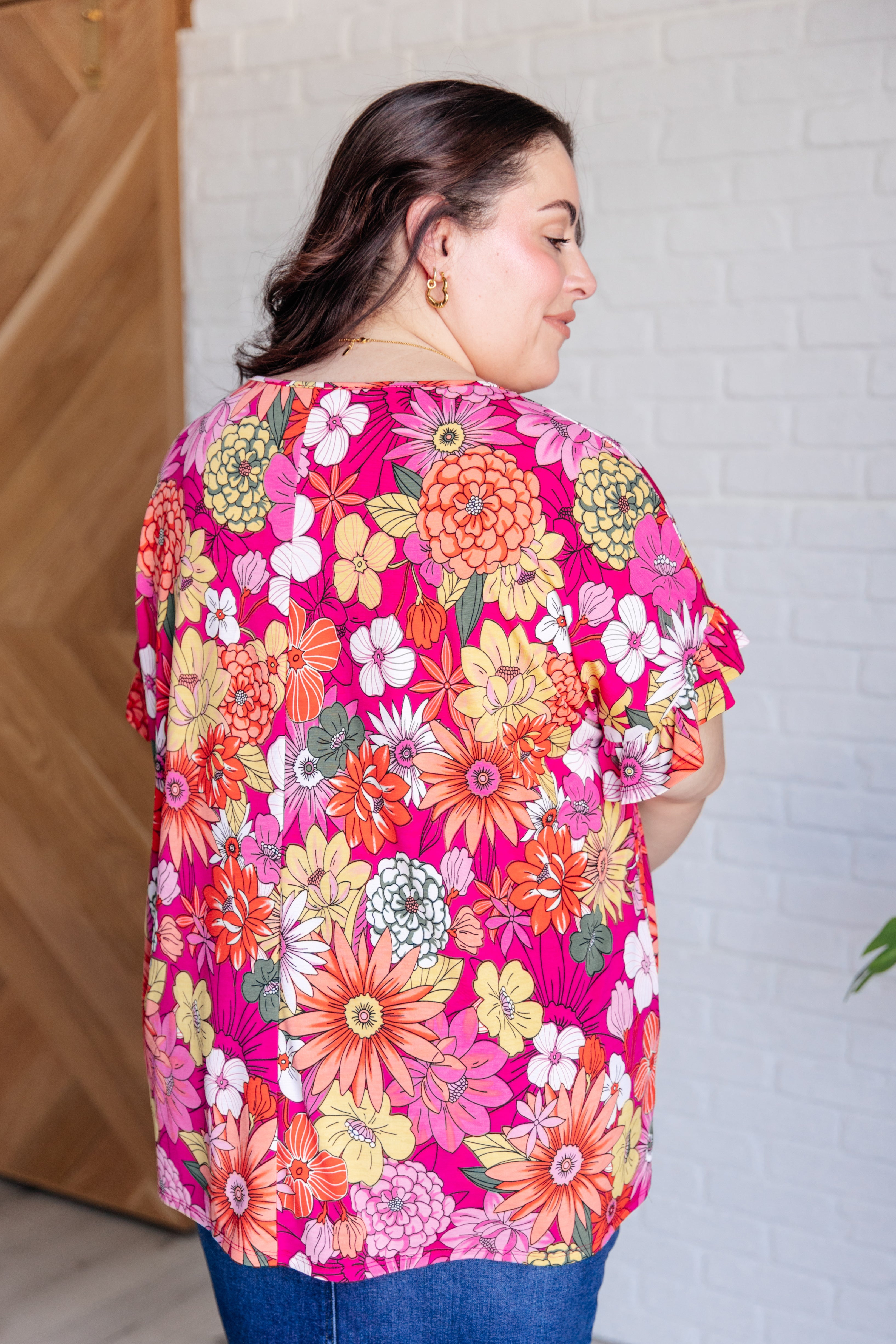 Flit About Floral Top in Pink-Womens-Stay Foxy Boutique, Florissant, Missouri