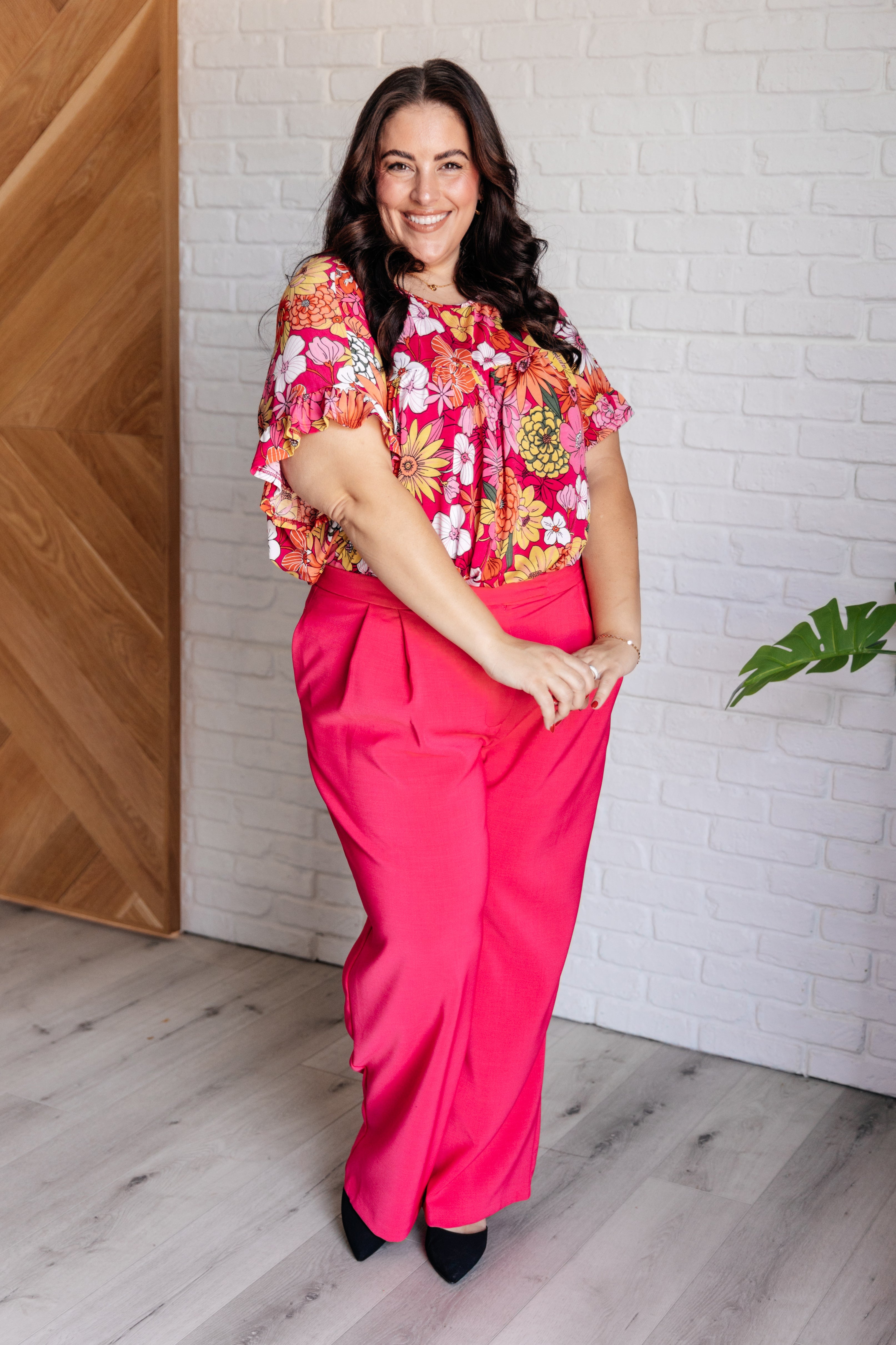 Flit About Floral Top in Pink-Womens-Stay Foxy Boutique, Florissant, Missouri