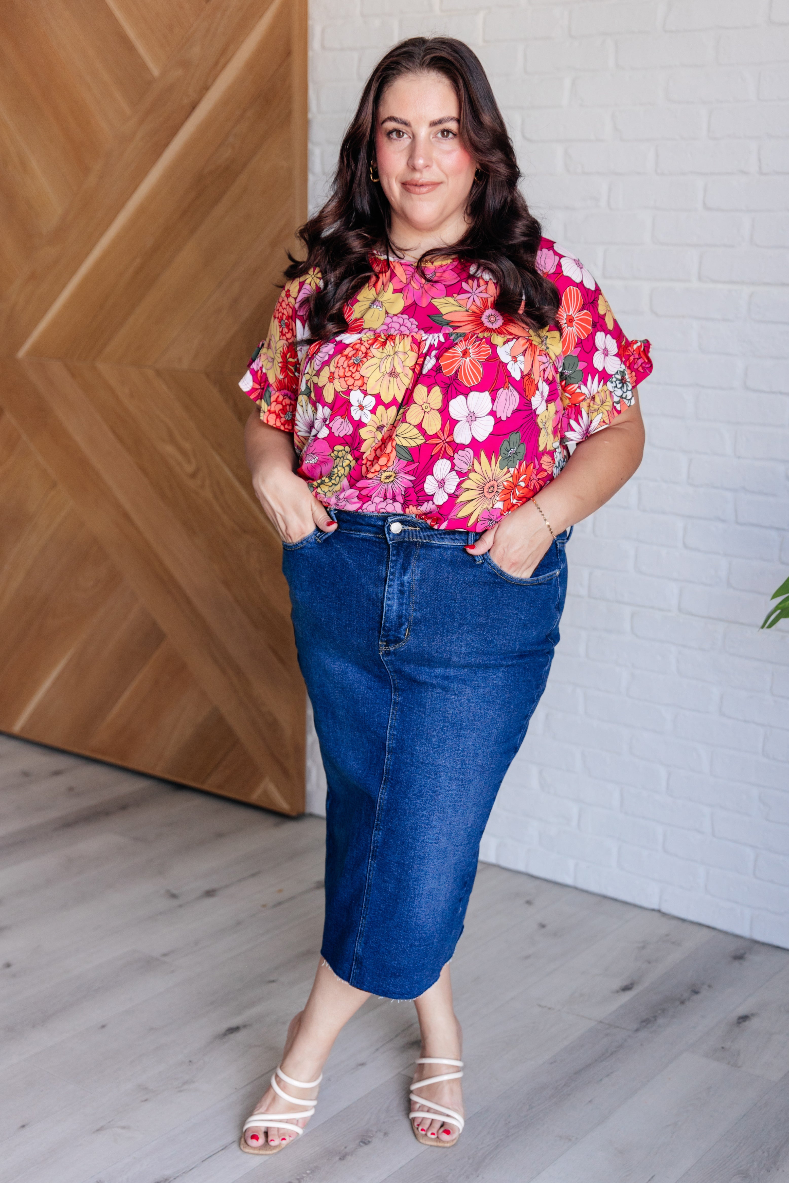 Flit About Floral Top in Pink-Womens-Stay Foxy Boutique, Florissant, Missouri