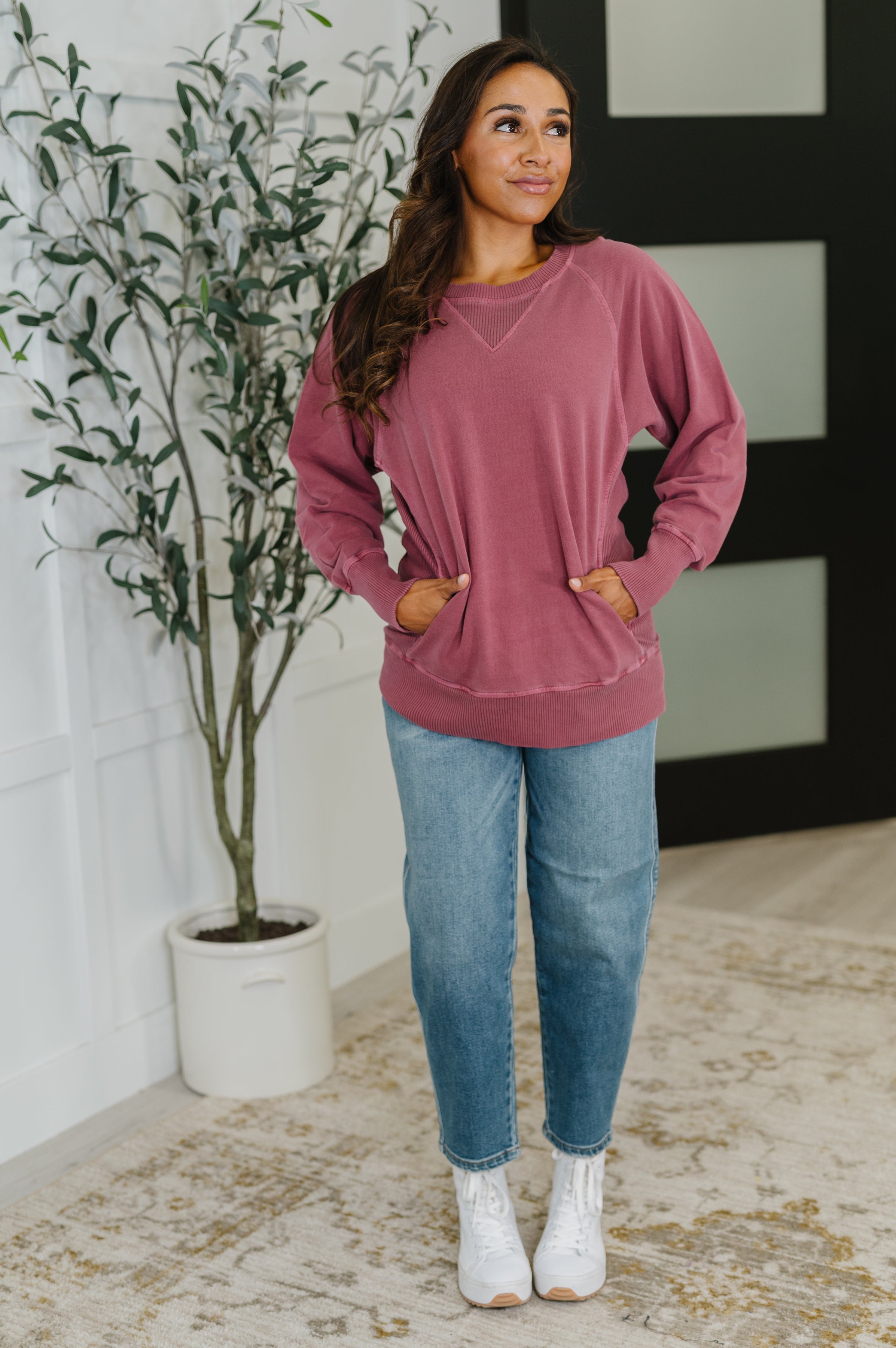 For the Experience Relaxed Pullover in Cabernet-Womens-Stay Foxy Boutique, Florissant, Missouri