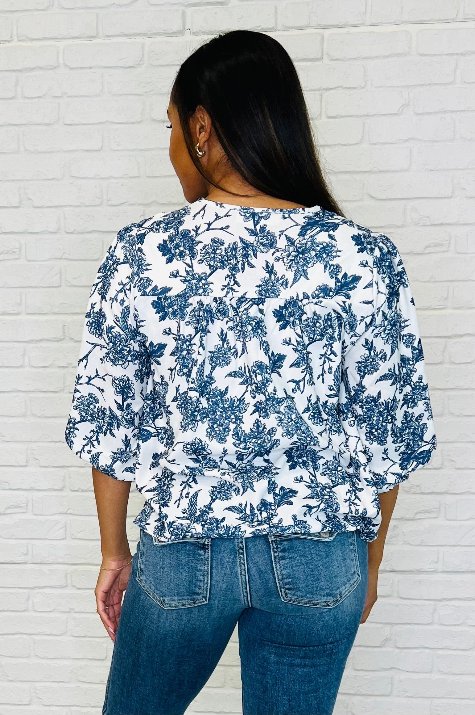 Frill Me With Sunshine in Ivory and Navy-Womens-Stay Foxy Boutique, Florissant, Missouri