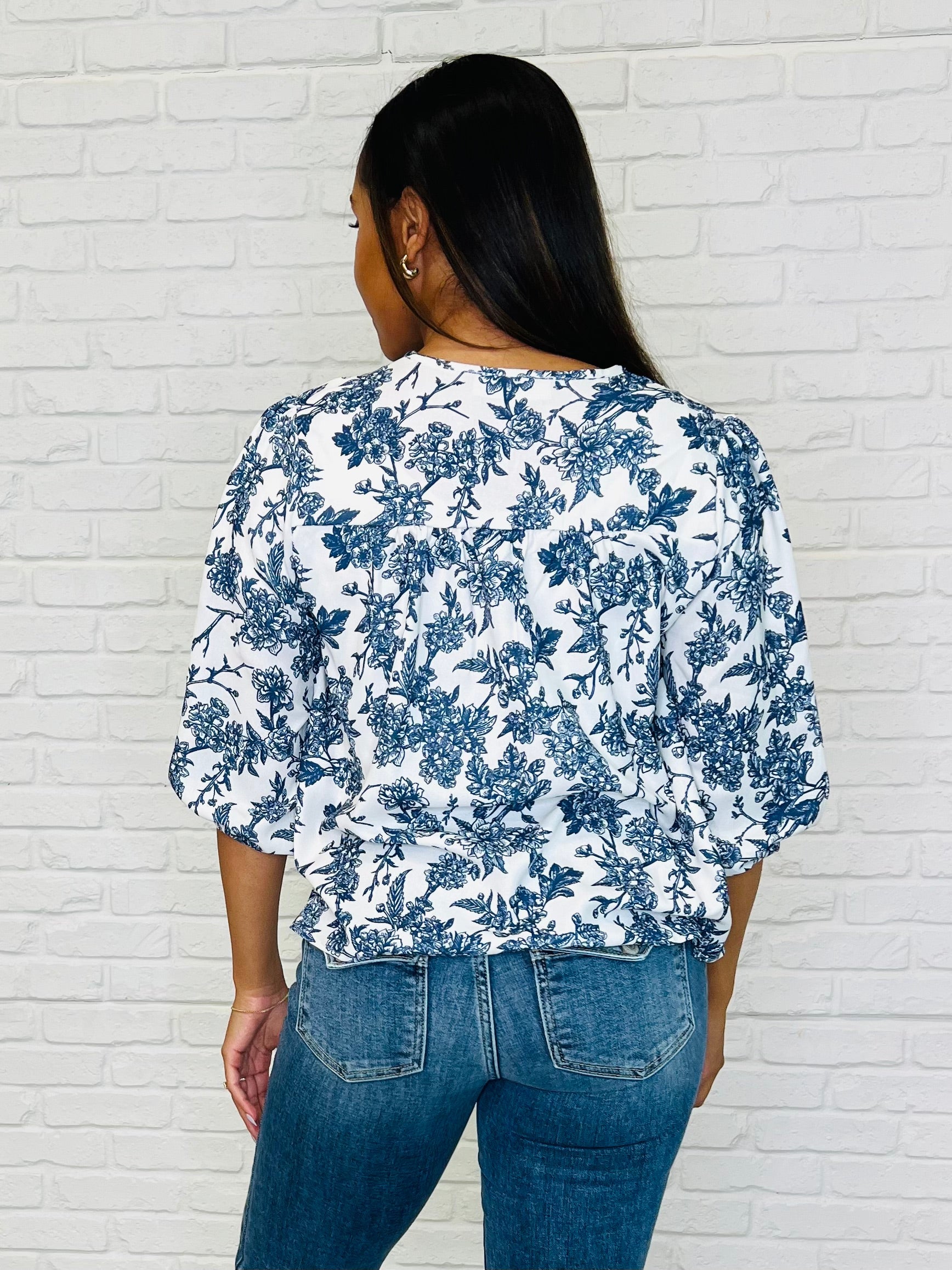 Frill Me With Sunshine in Ivory and Navy-Womens-Stay Foxy Boutique, Florissant, Missouri