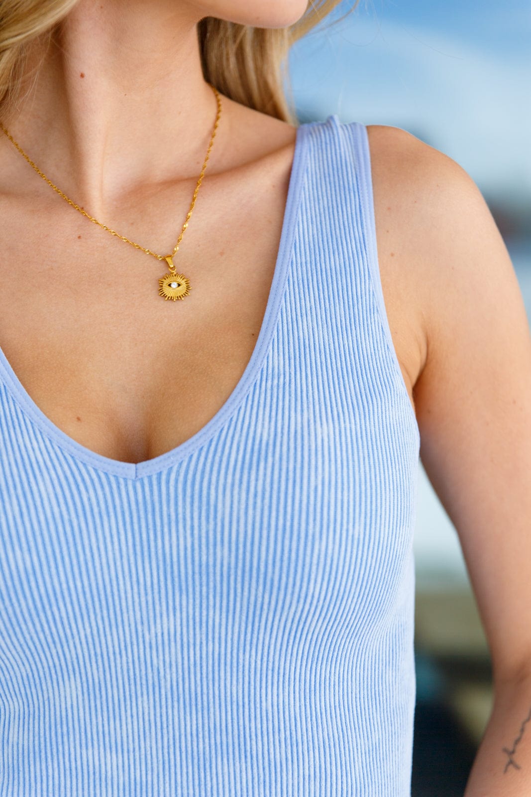 Fundamentals Ribbed Seamless Reversible Tank in Blue-Womens-Stay Foxy Boutique, Florissant, Missouri