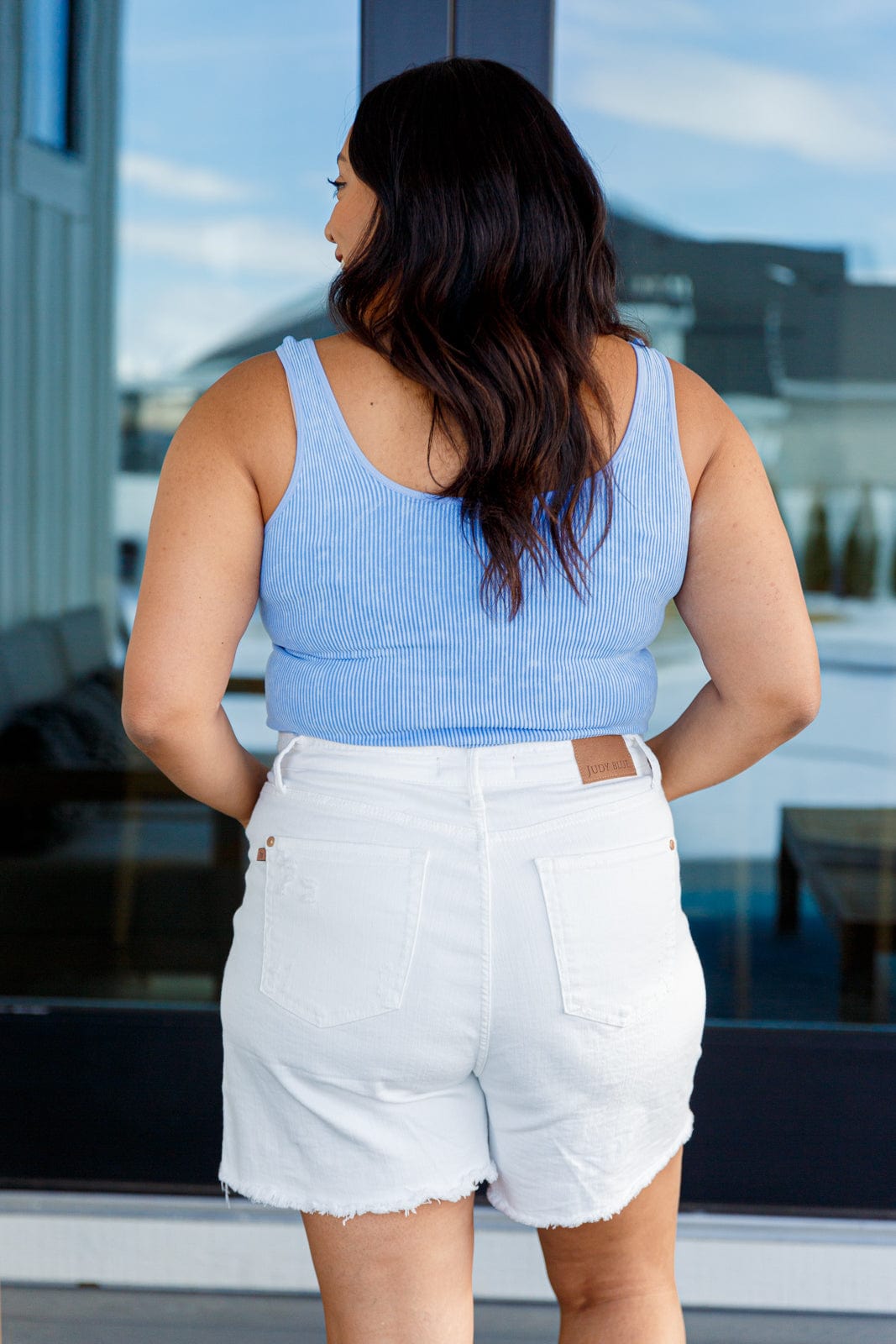 Fundamentals Ribbed Seamless Reversible Tank in Blue-Womens-Stay Foxy Boutique, Florissant, Missouri