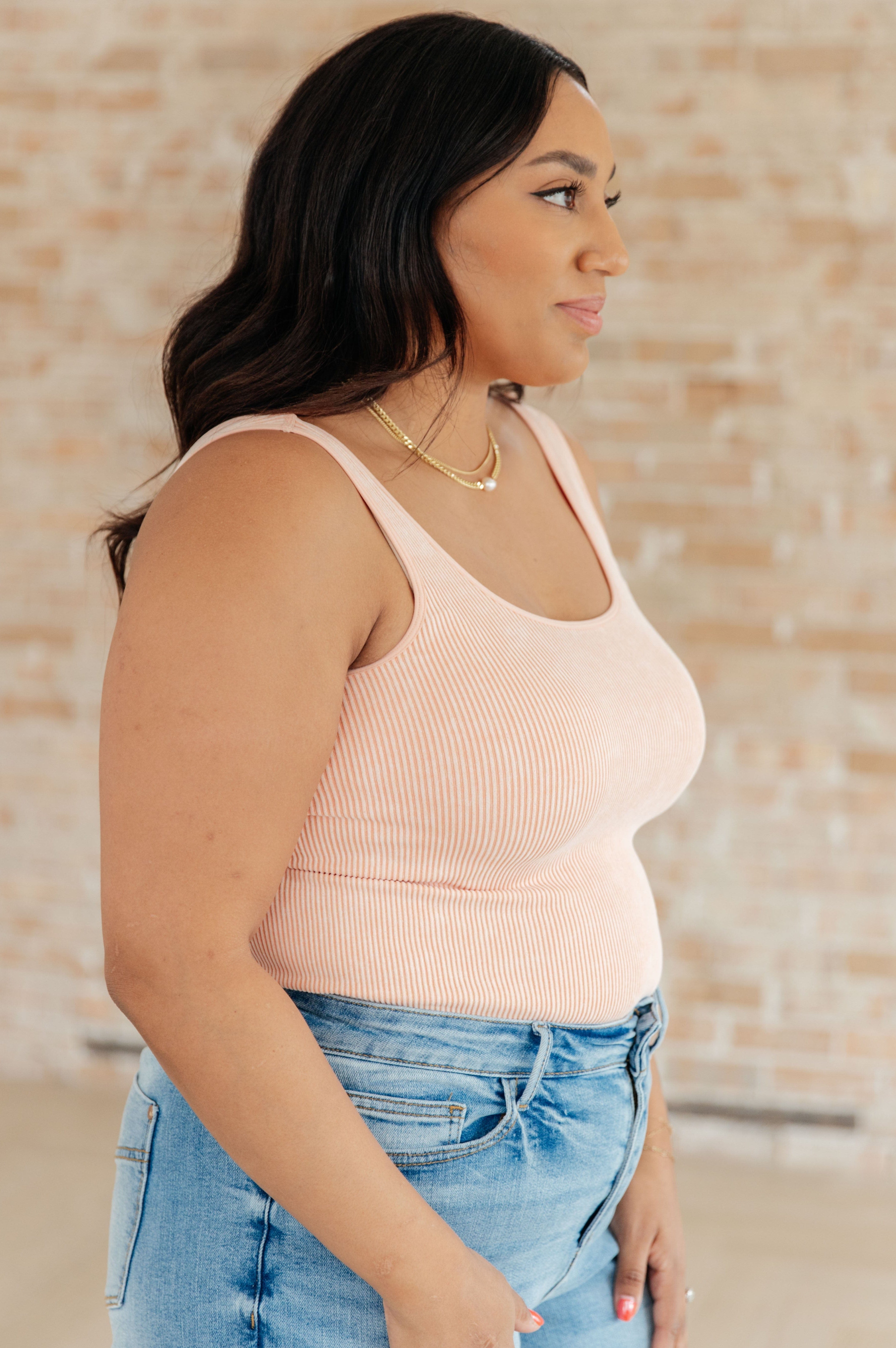 Fundamentals Ribbed Seamless Reversible Tank in Peach-Womens-Stay Foxy Boutique, Florissant, Missouri